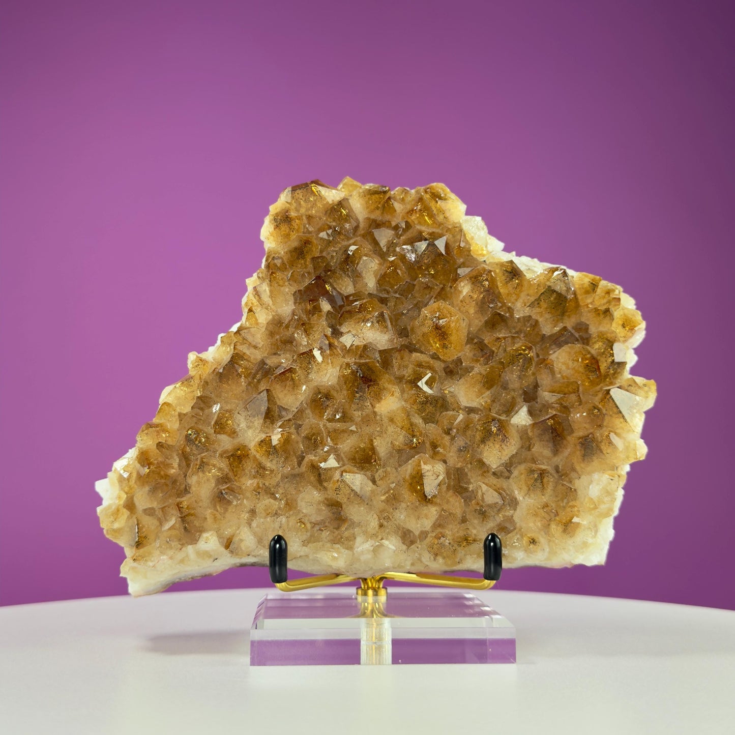 Citrine Cluster (Brazil) (Includes Gold Metal/Acrylic Stand), 2+ Pound Cluster