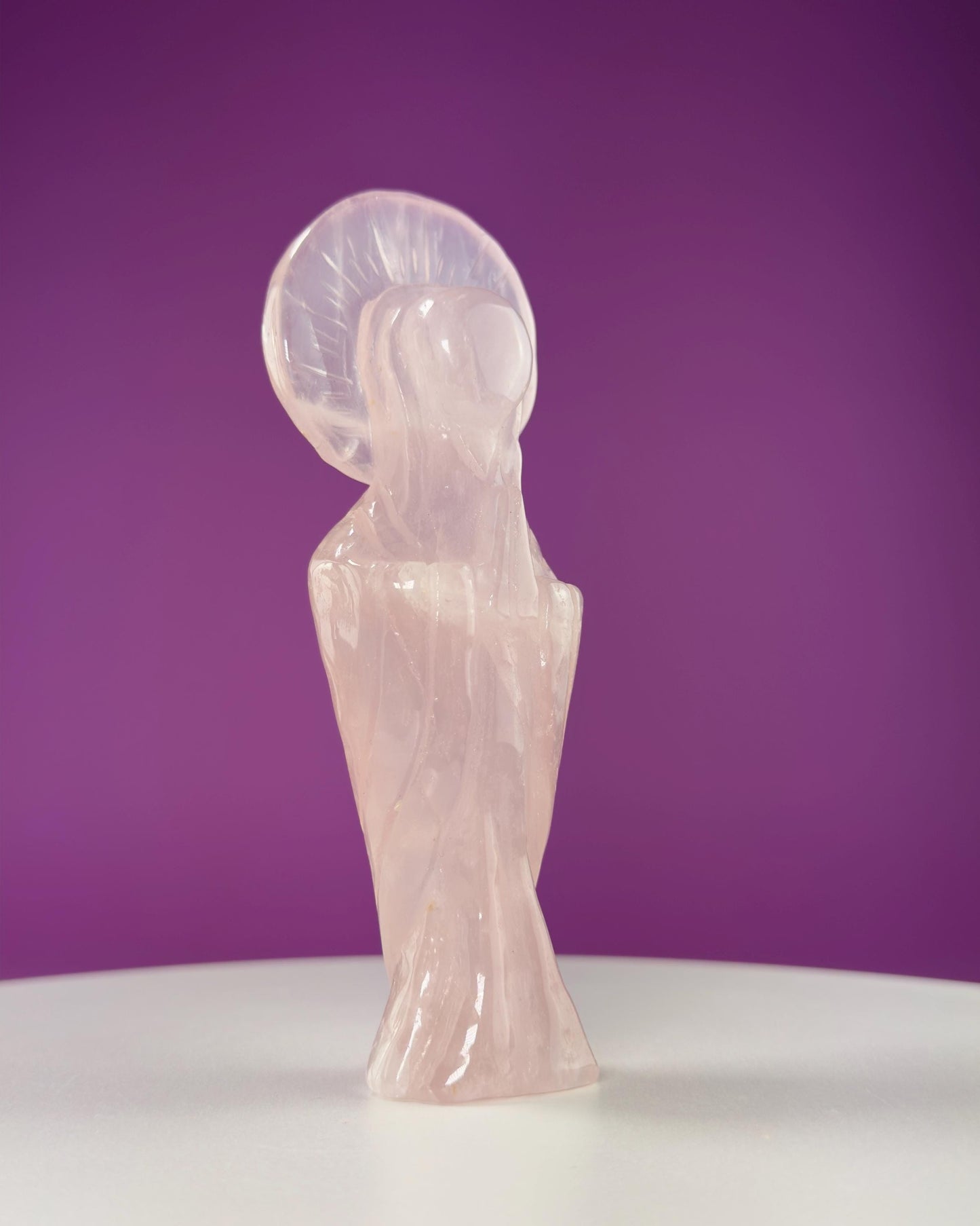 Rose Quartz Mother Mary Carving (Brazil)