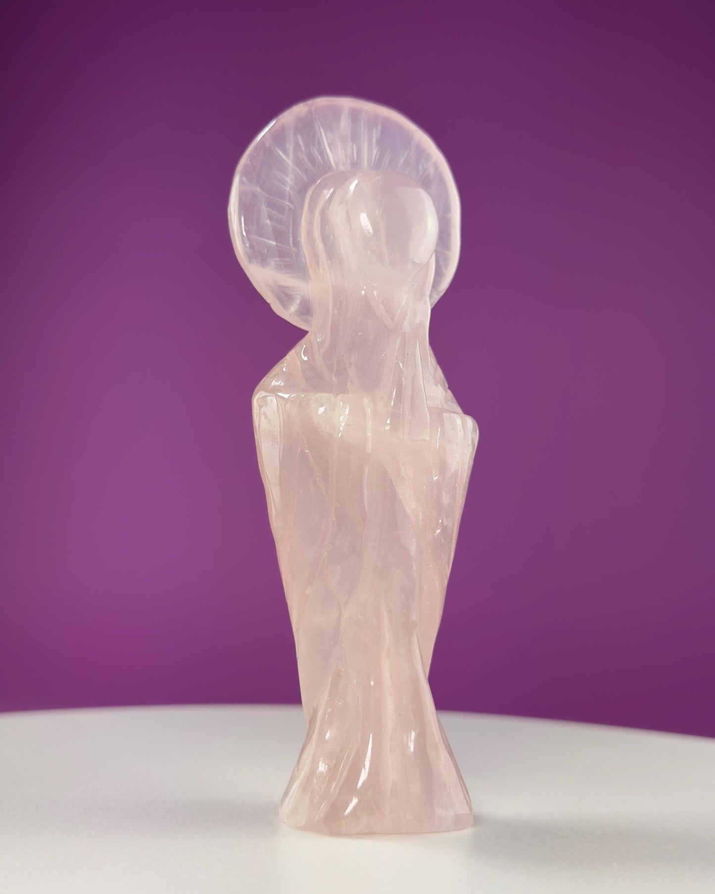 Rose Quartz Mother Mary Carving (Brazil)