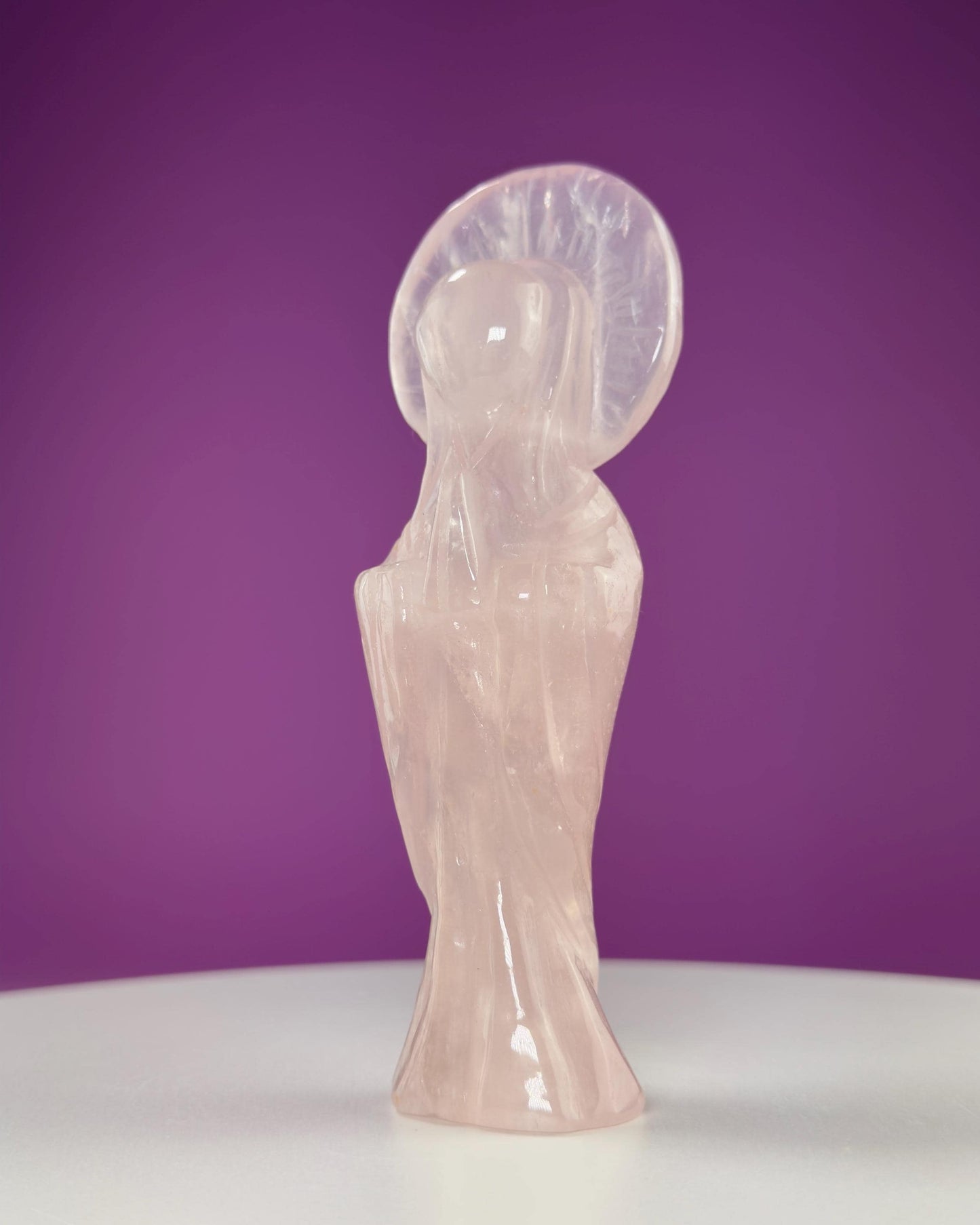 Rose Quartz Mother Mary Carving (Brazil)