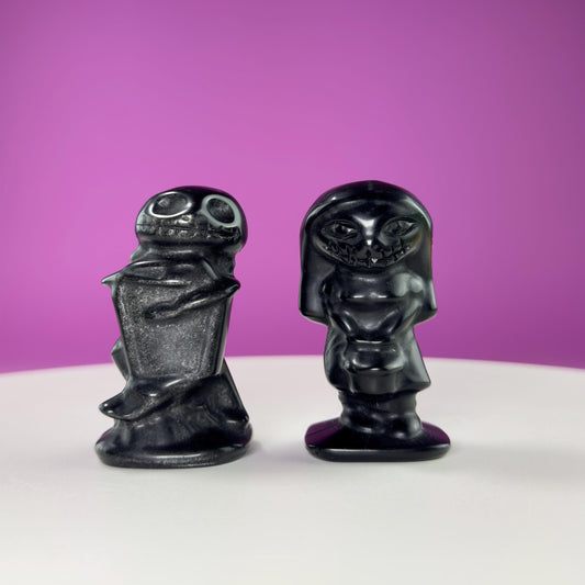 Black Obsidian Jack and Sally Carving