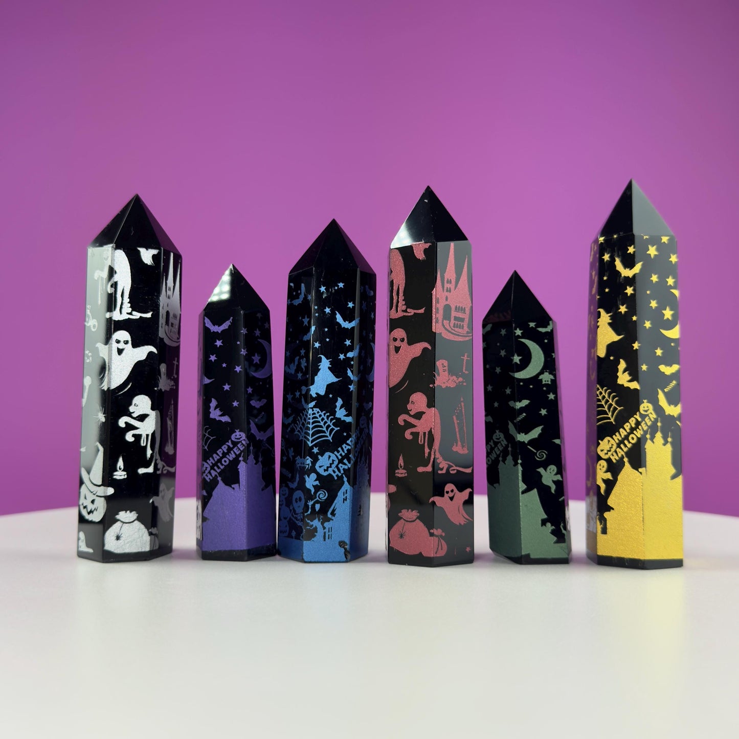 Black Obsidian Tower with Halloween Graphics