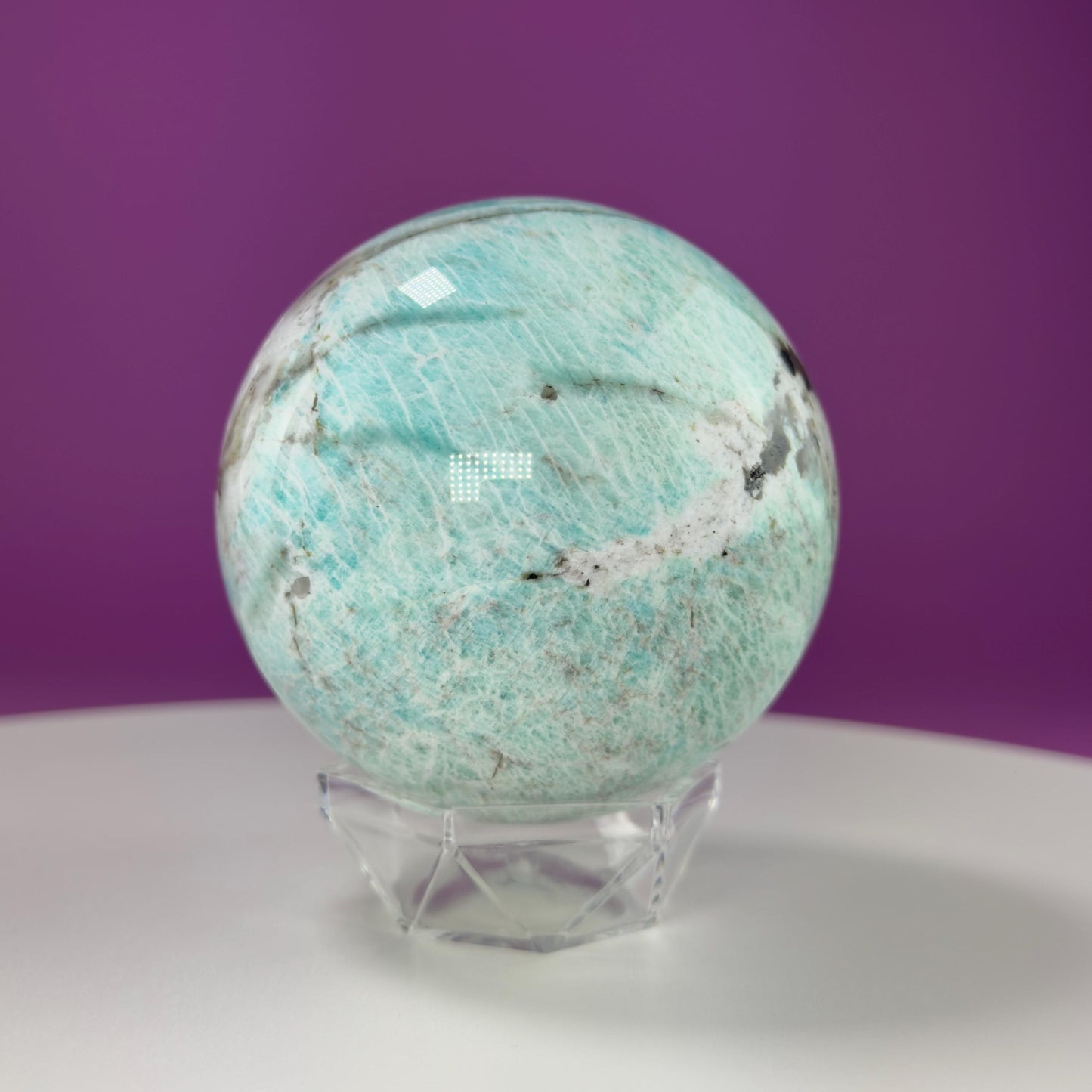 Amazonite Sphere (Includes Acrylic Stand), 1.9 Pounds