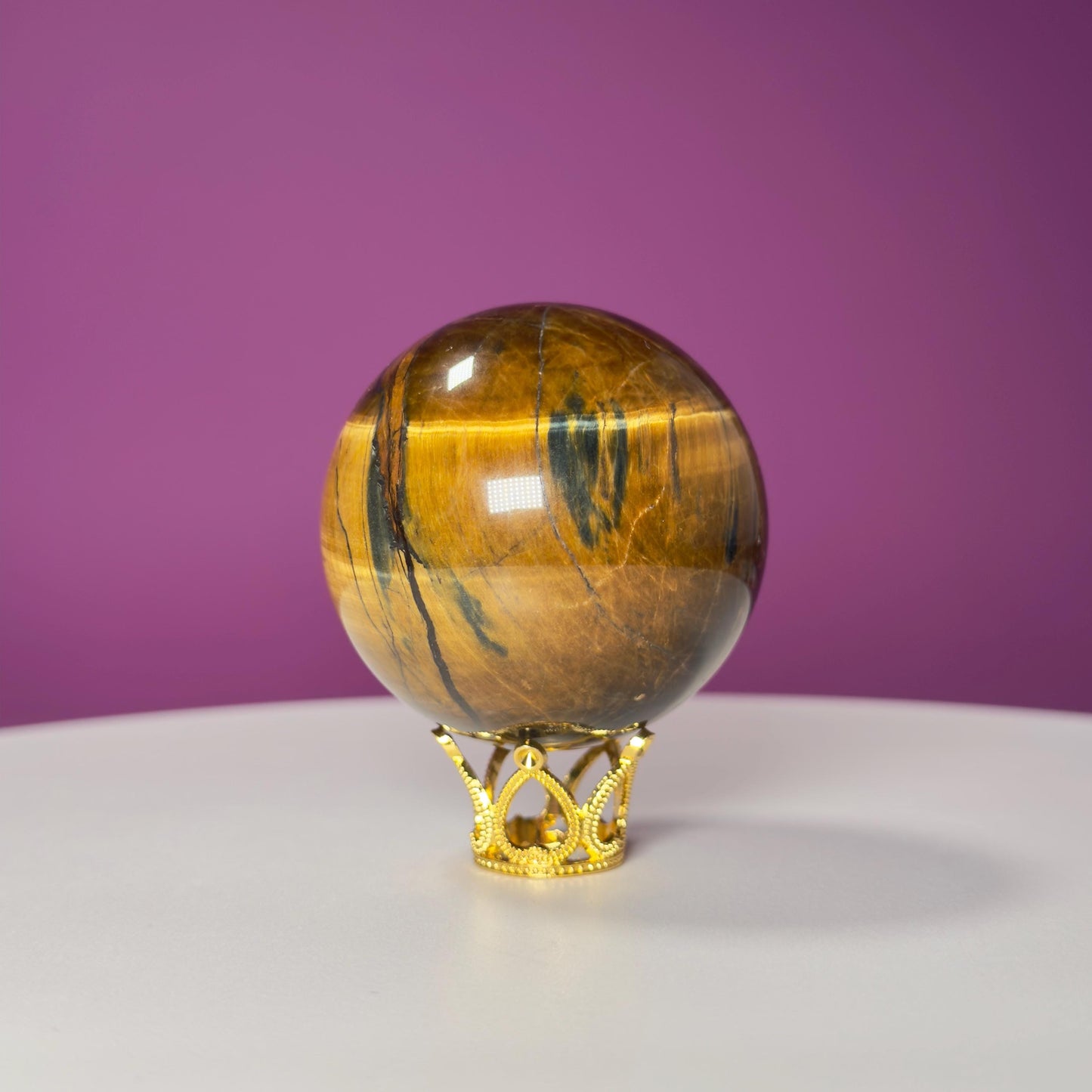 Tiger Eye Sphere (Includes Gold Metal Stand)