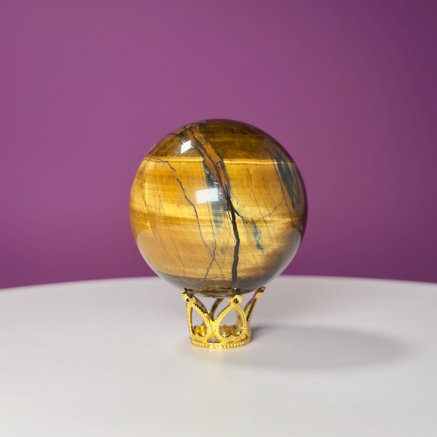 Tiger Eye Sphere (Includes Gold Metal Stand)
