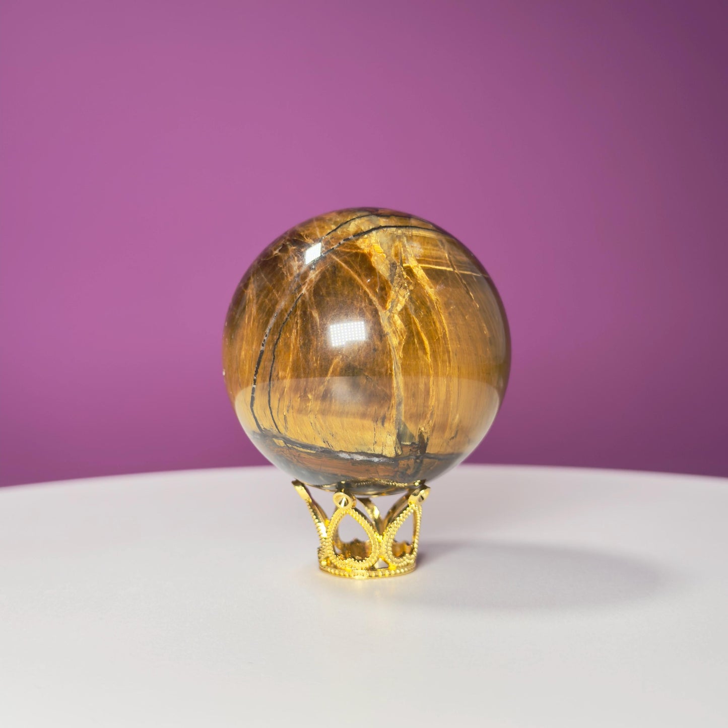 Tiger Eye Sphere (Includes Gold Metal Stand)