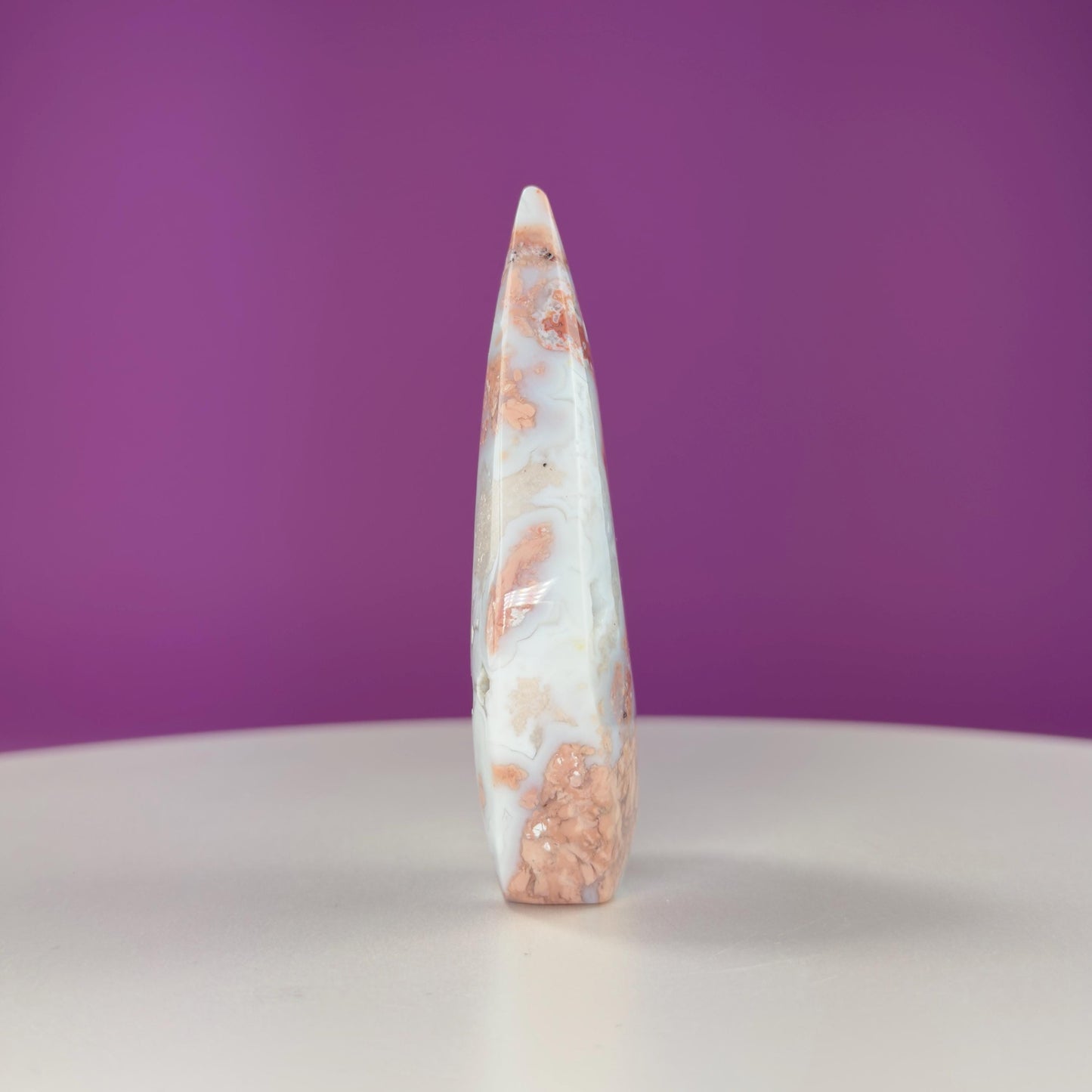 Pink Flower Agate Tear Drop with Druzy (Brazil)