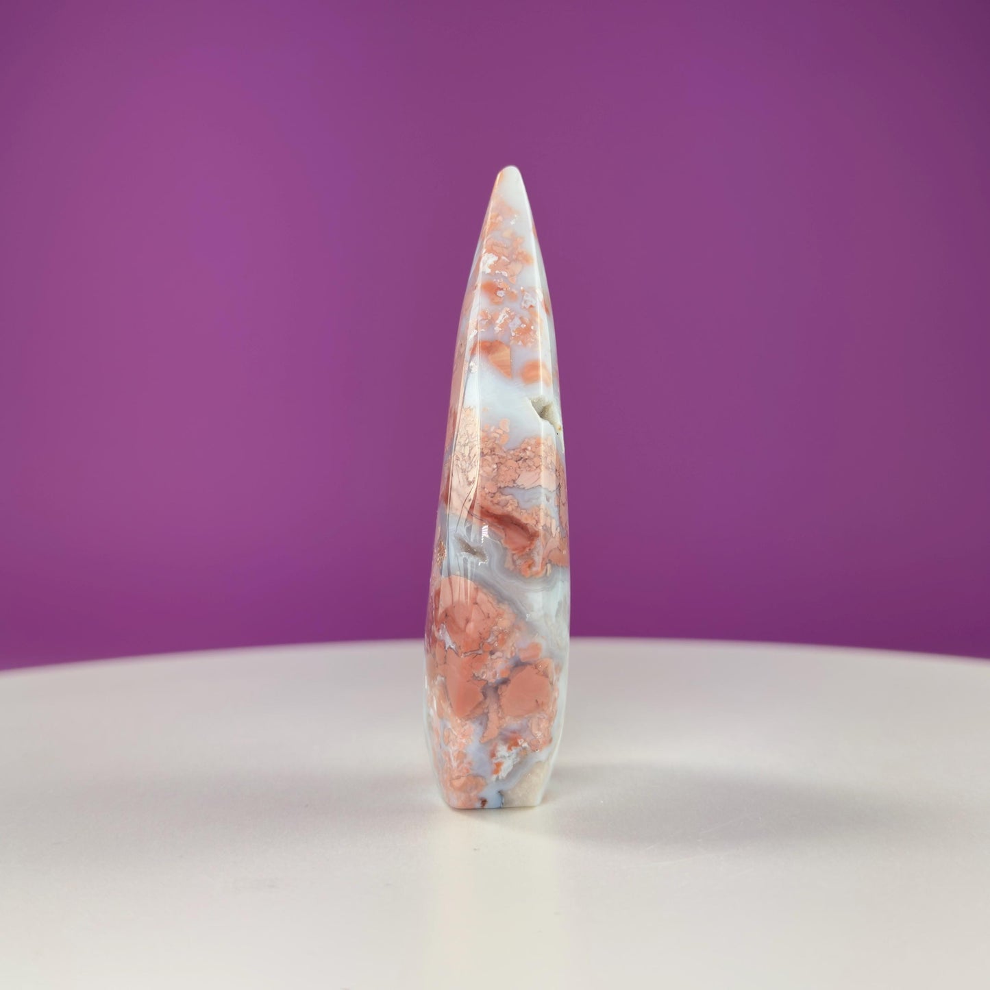 Pink Flower Agate Tear Drop with Druzy (Brazil)