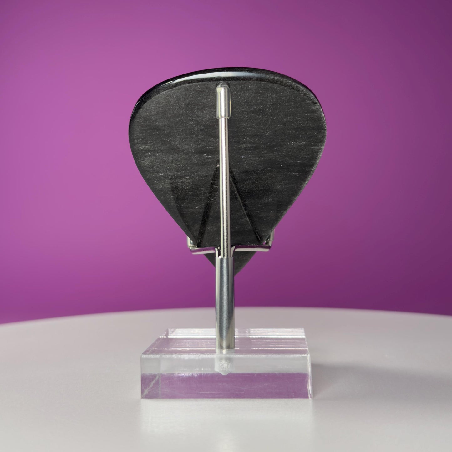 Silver Sheen Obsidian Alien Face Carving (Stand for Display Purposes Only)