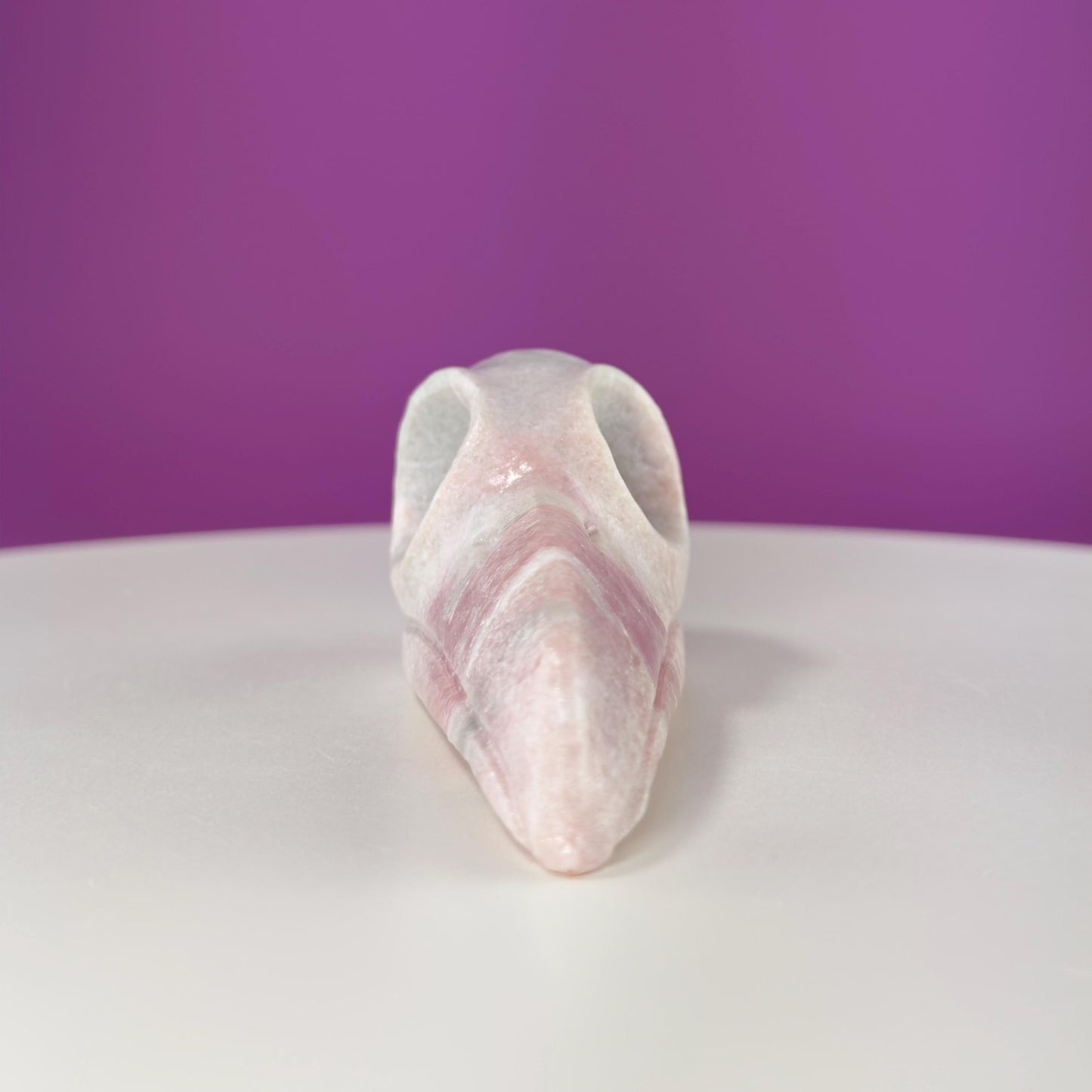 Pink Opal Raven Skull Carving