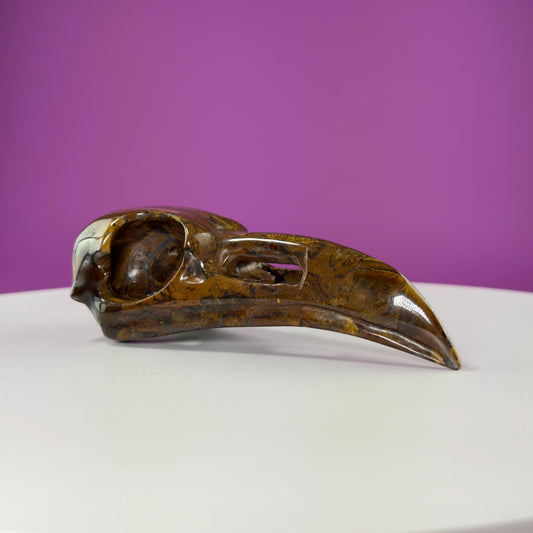 Tiger Eye Raven Skull
