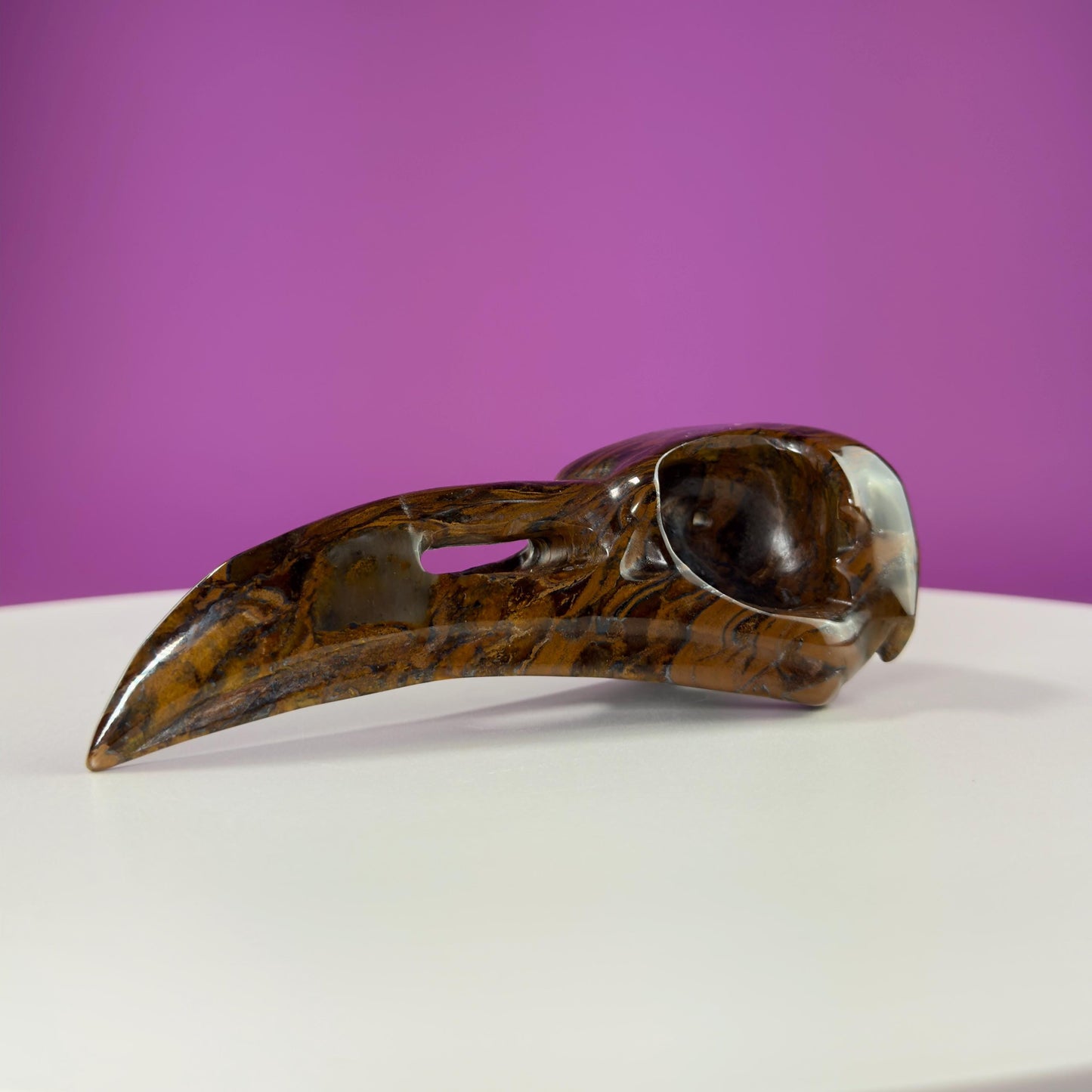 Tiger Eye Raven Skull
