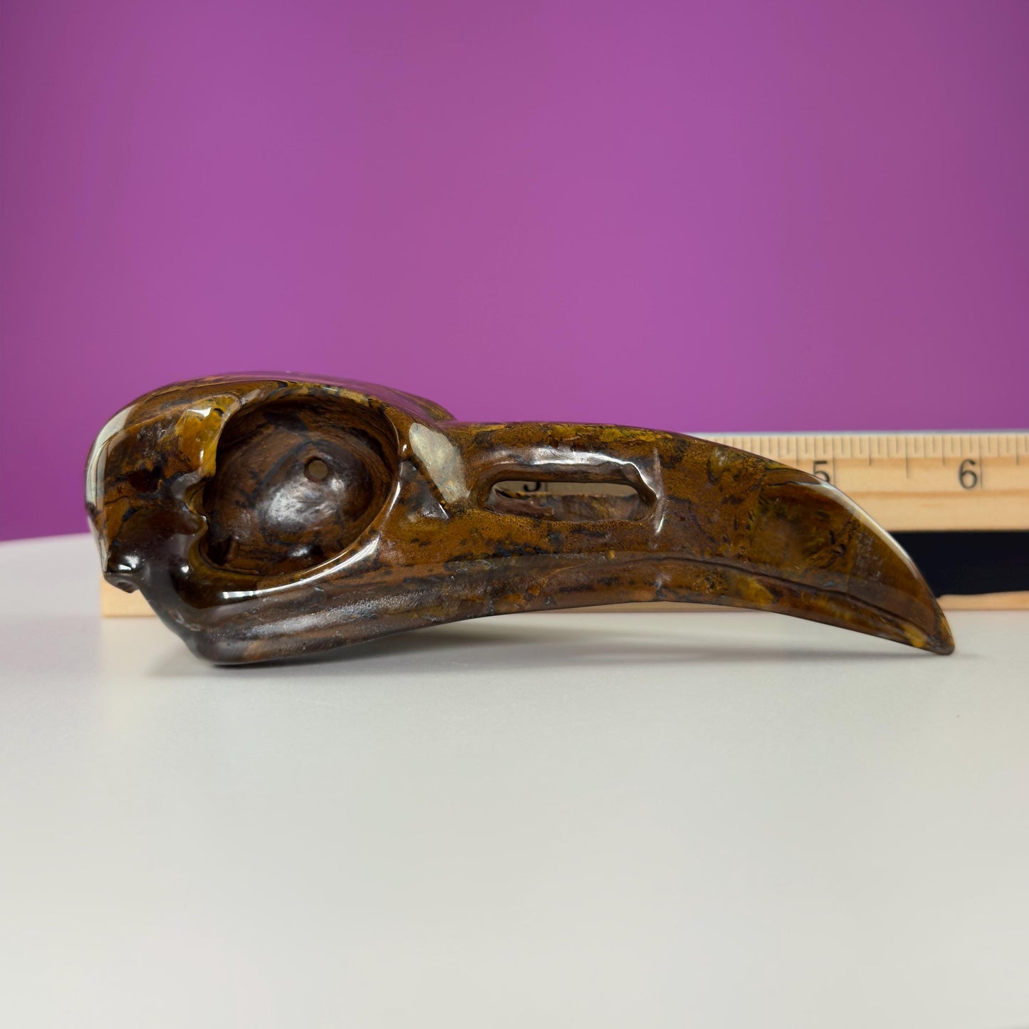 Tiger Eye Raven Skull