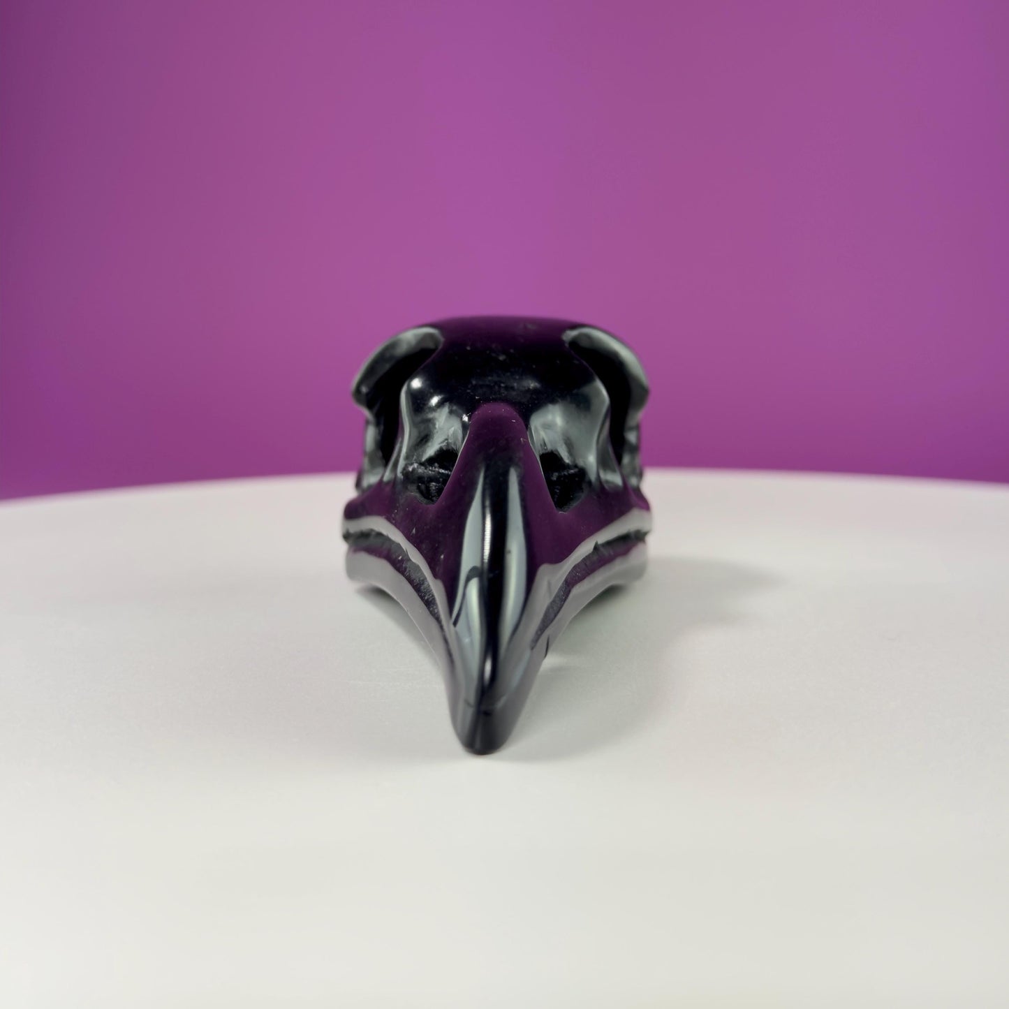 Black Obsidian Raven Skull Carving