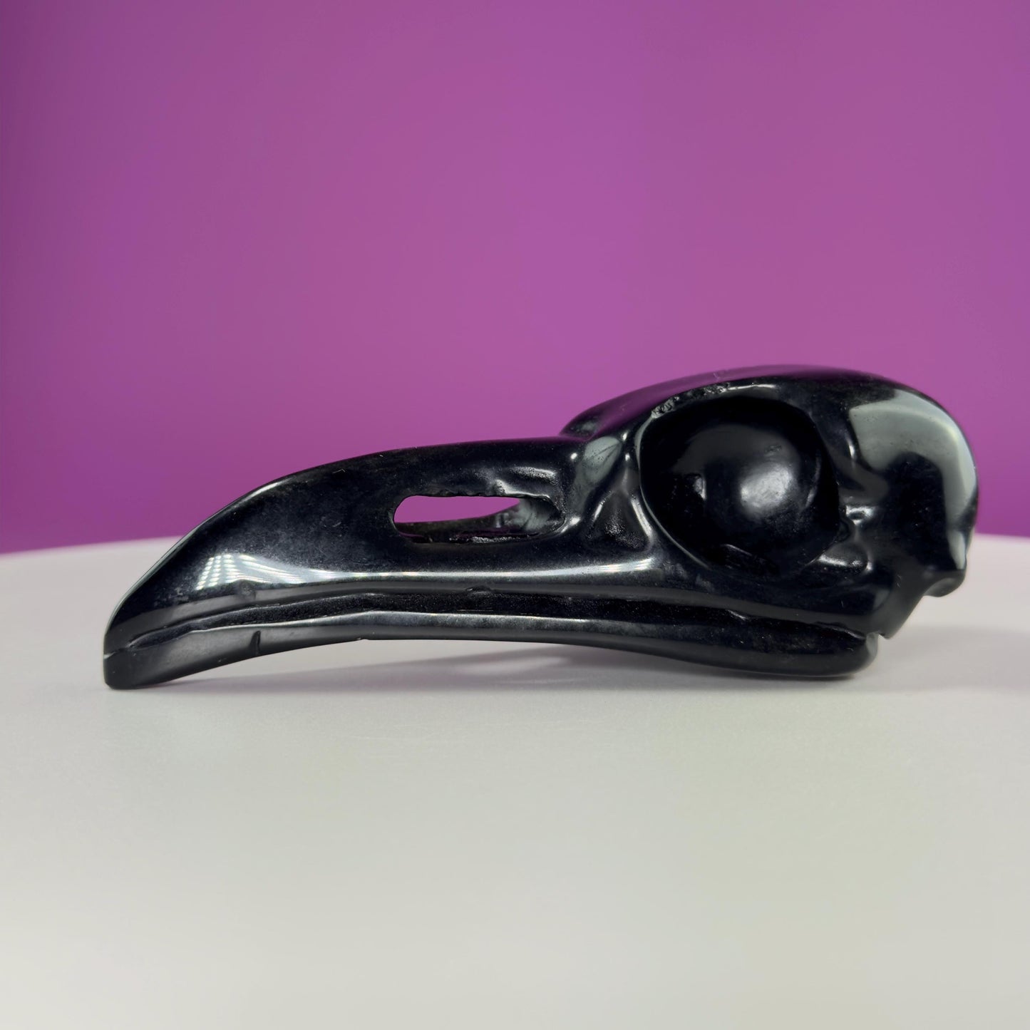 Black Obsidian Raven Skull Carving