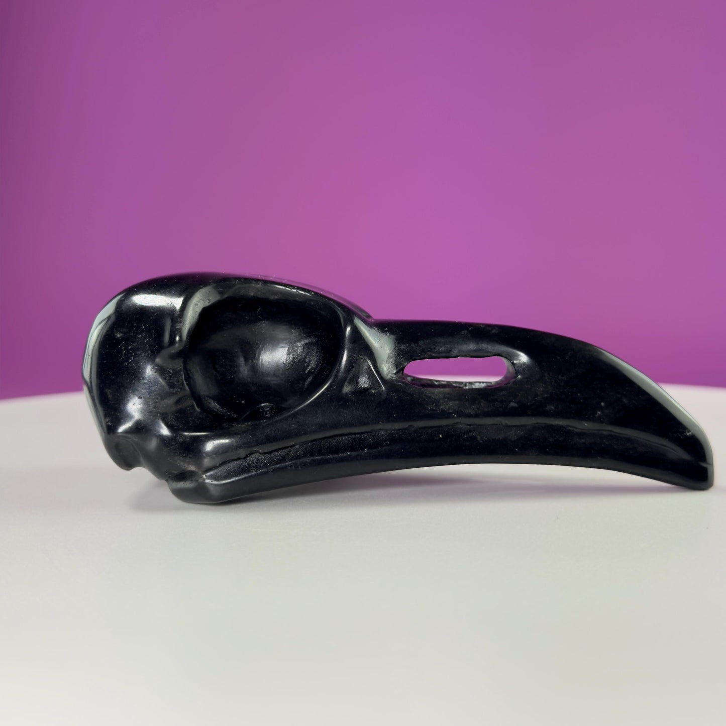 Black Obsidian Raven Skull Carving