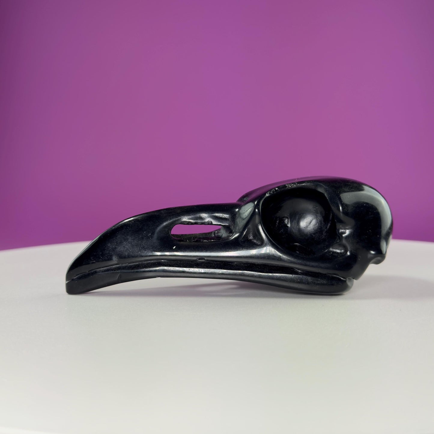 Black Obsidian Raven Skull Carving