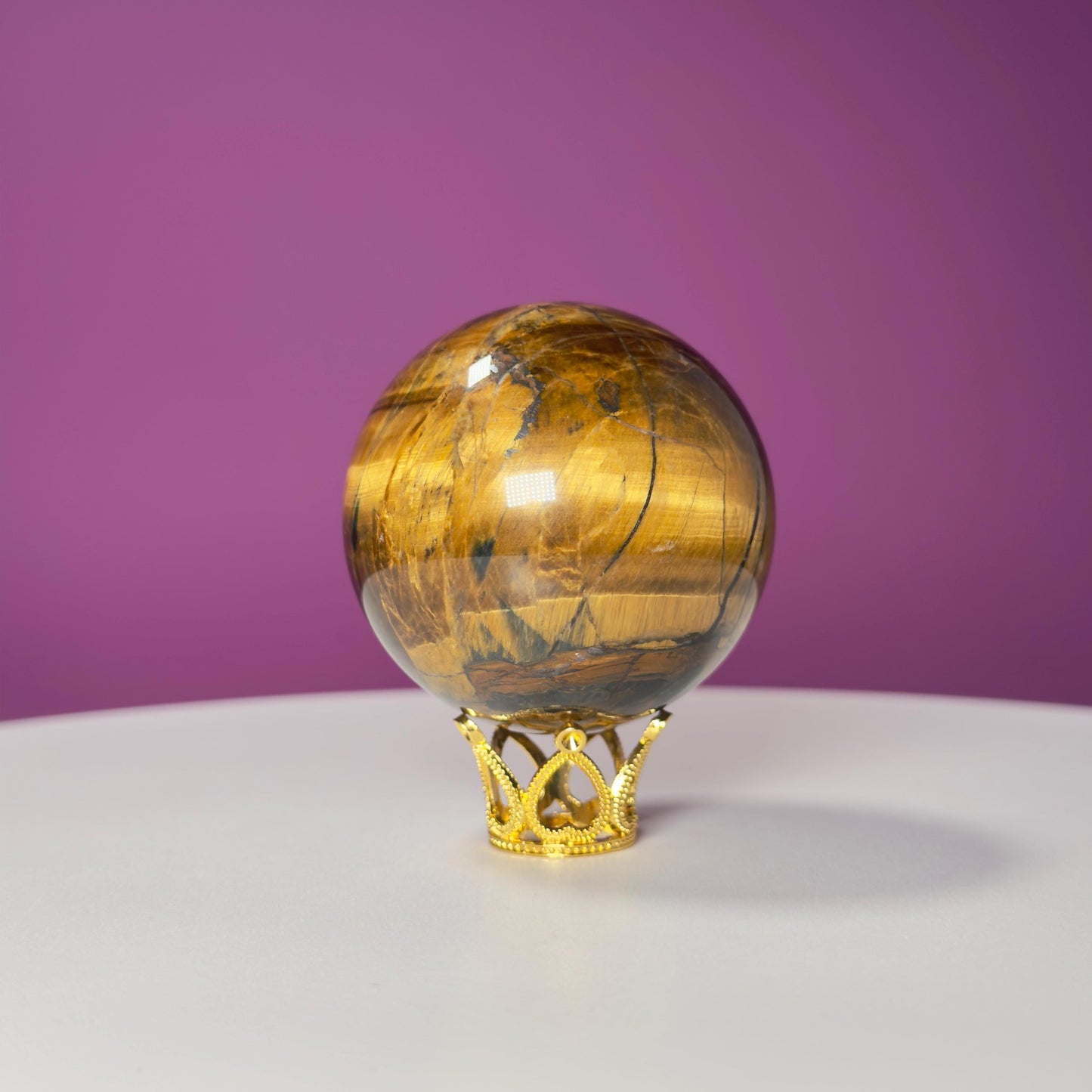 Tiger Eye Sphere (Includes Gold Metal Stand)
