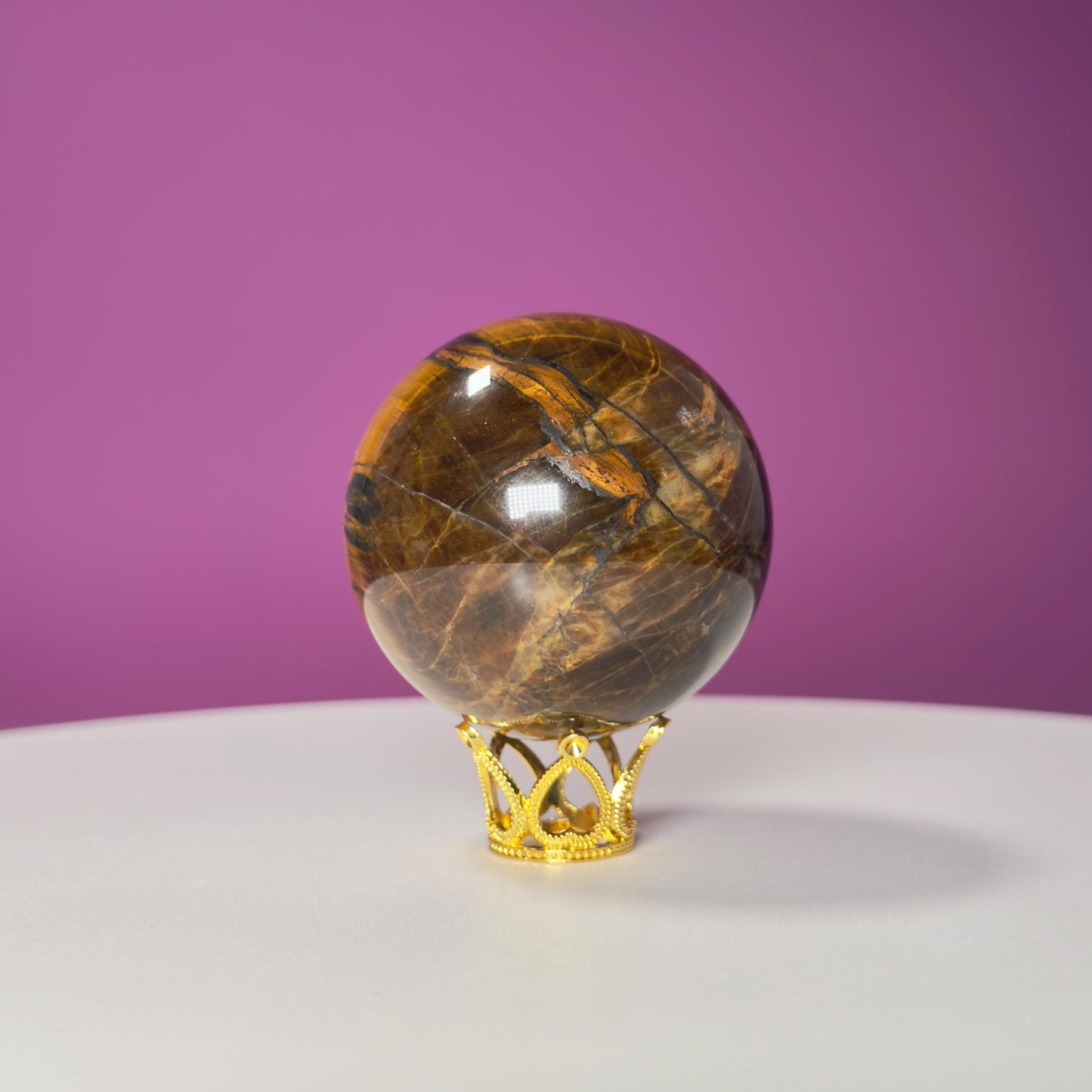 Tiger Eye Sphere (Includes Gold Metal Stand)