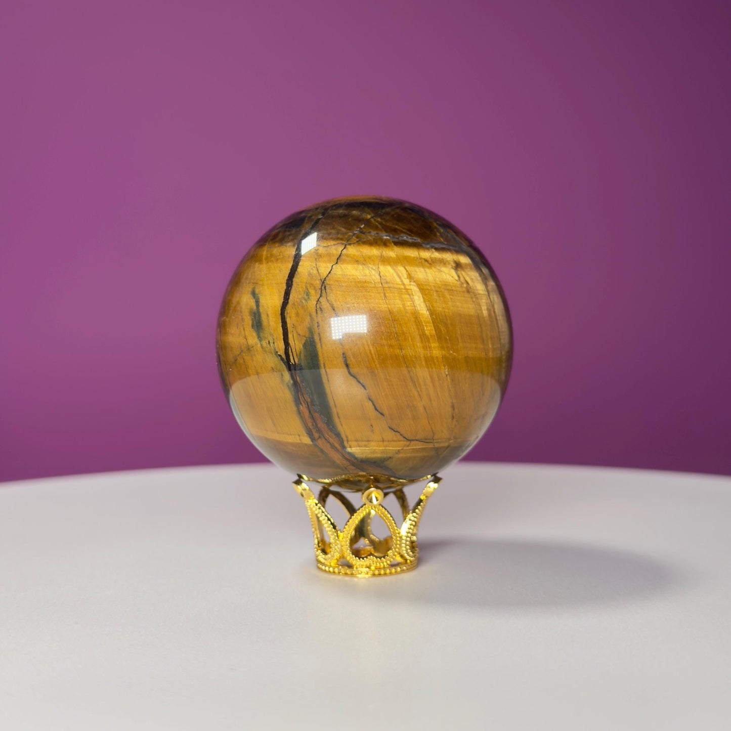 Tiger Eye Sphere (Includes Gold Metal Stand)