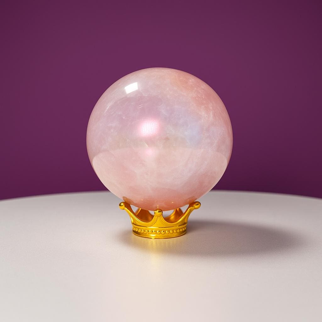 Aura Rose Quartz Sphere (Includes Gold Stand)