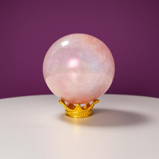 Aura Rose Quartz Sphere (Includes Gold Stand)
