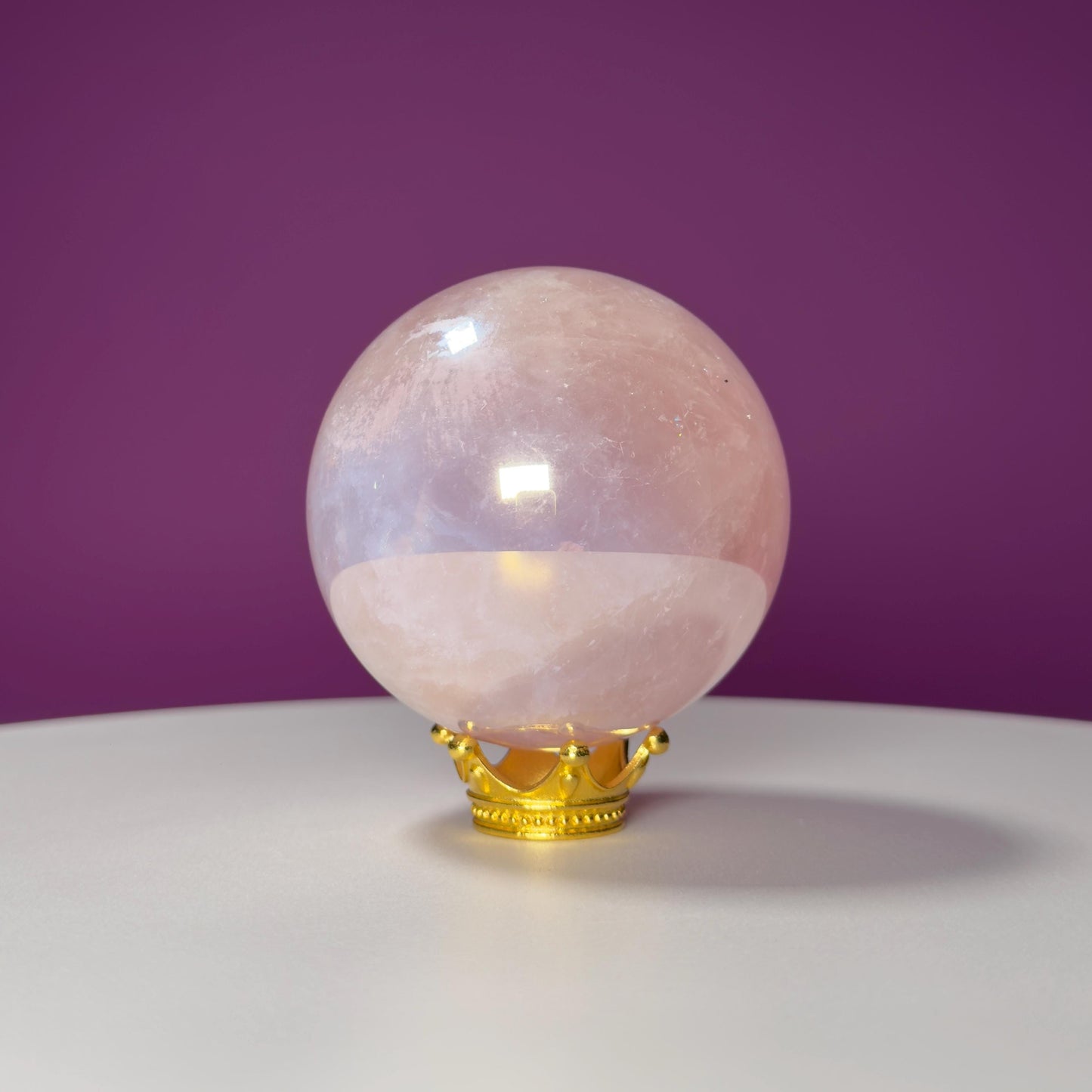 Aura Rose Quartz Sphere (Includes Gold Stand)