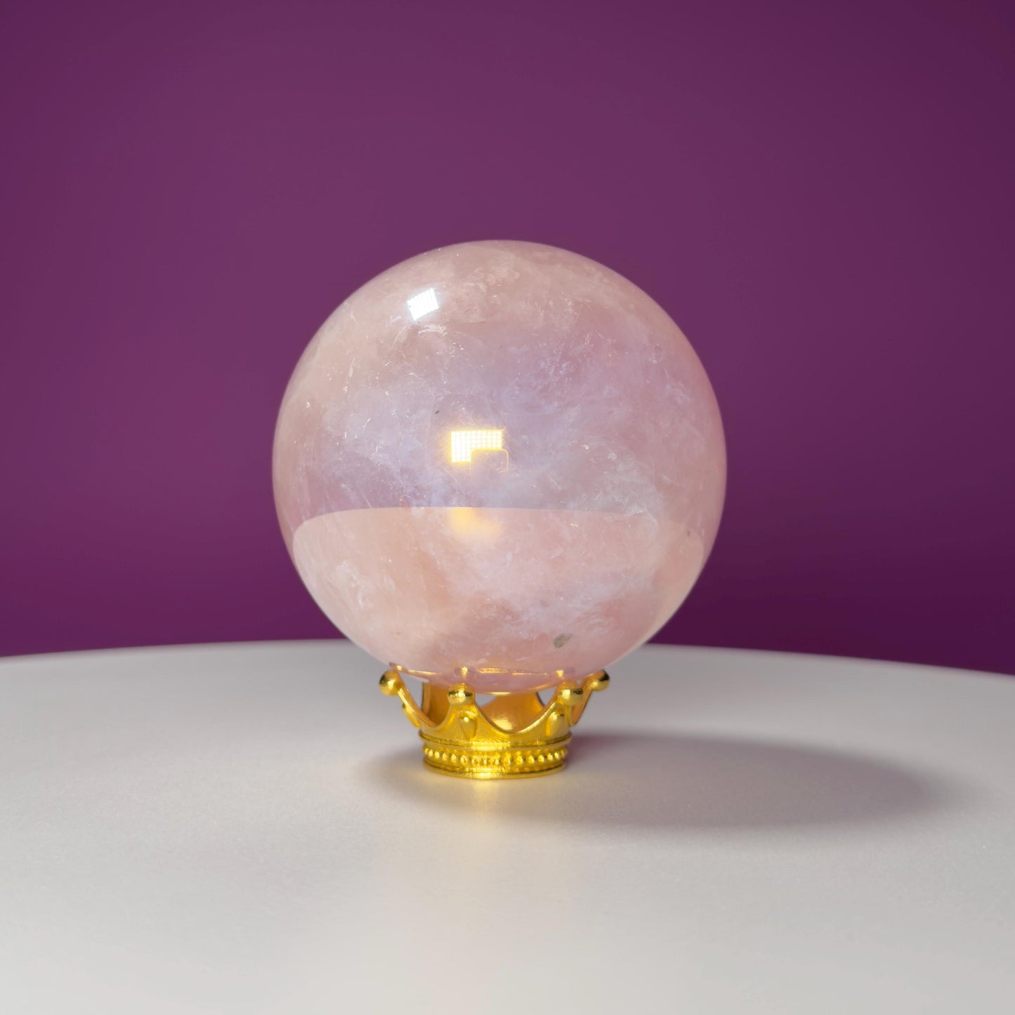 Aura Rose Quartz Sphere (Includes Gold Stand)