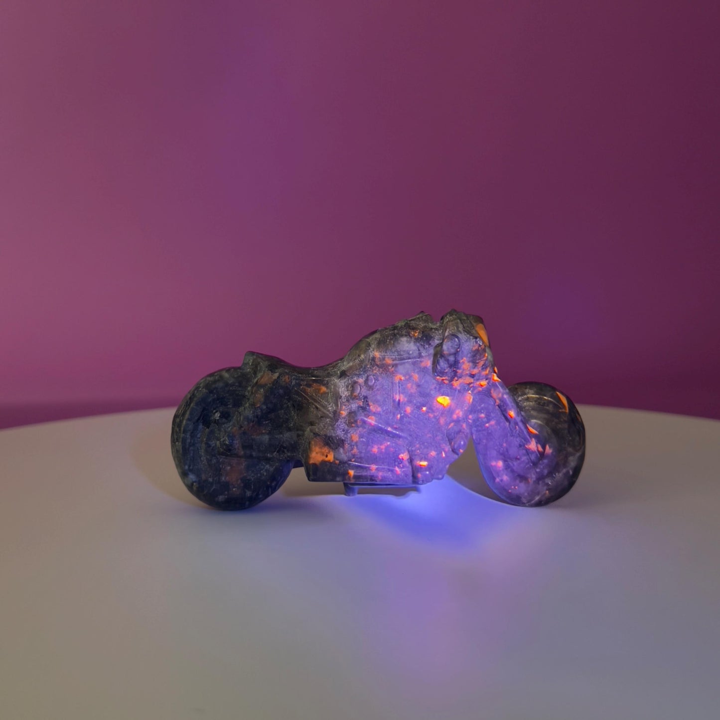 Yooperlite Motorcycle Carving, UV Reactive