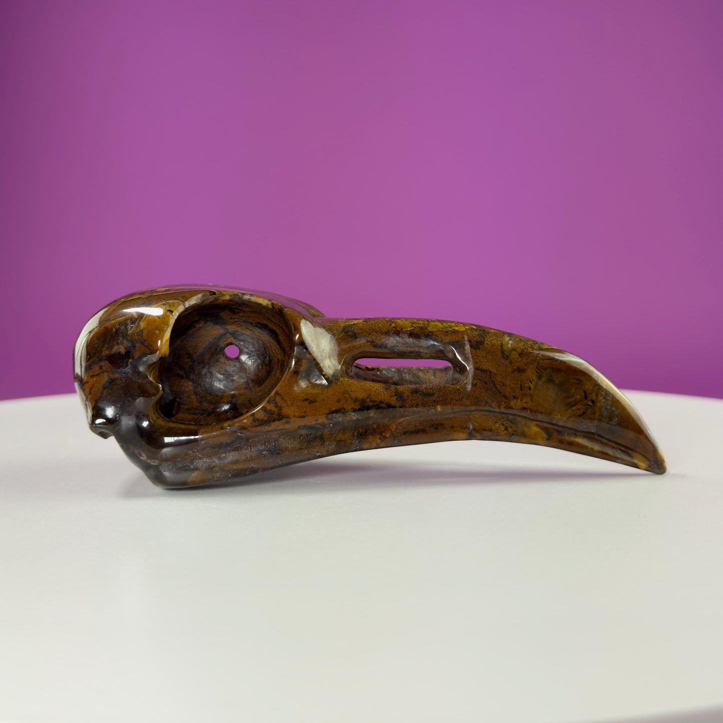 Tiger Eye Raven Skull