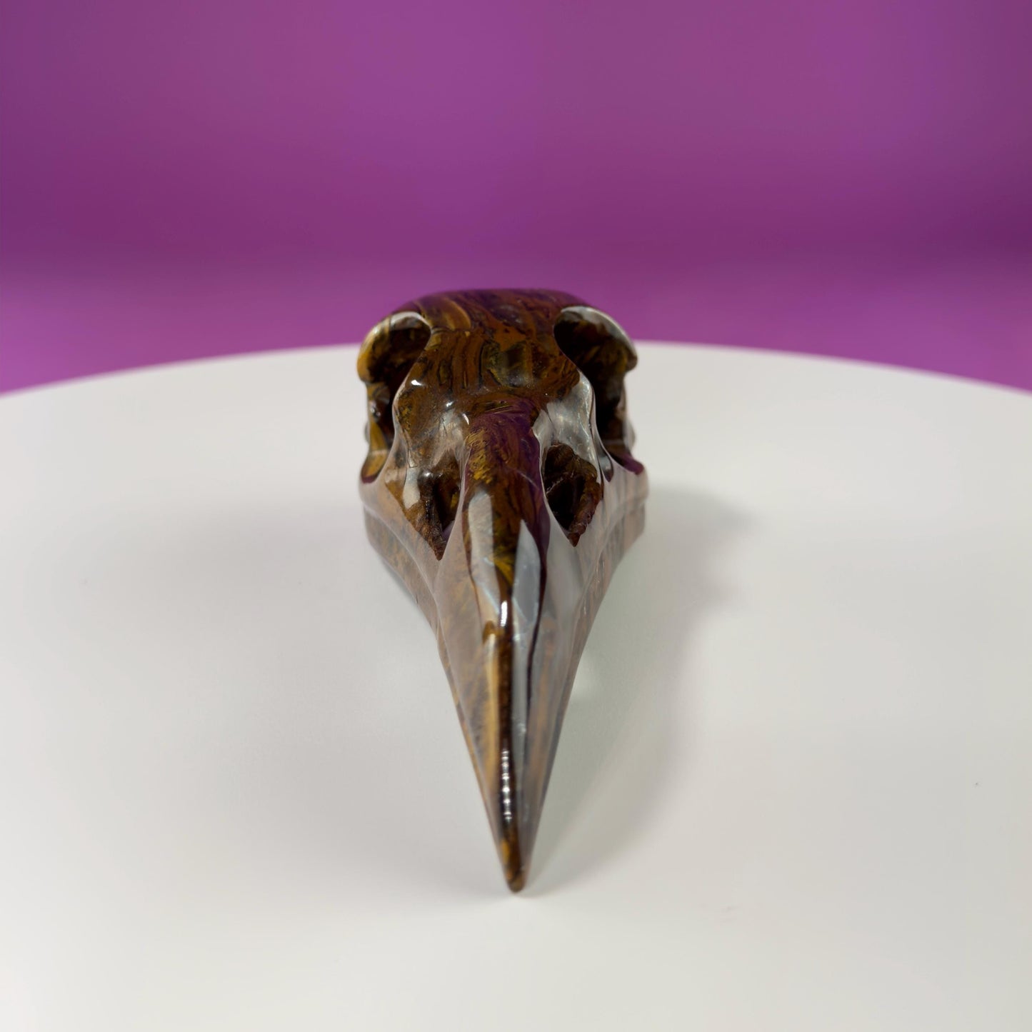 Tiger Eye Raven Skull