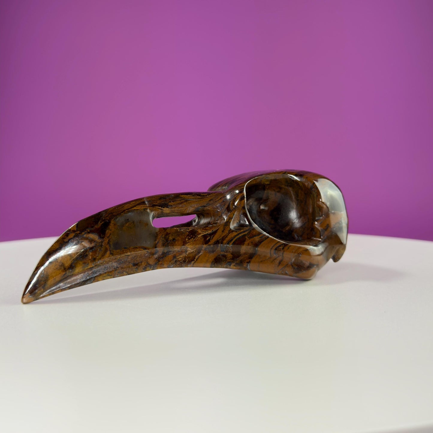 Tiger Eye Raven Skull