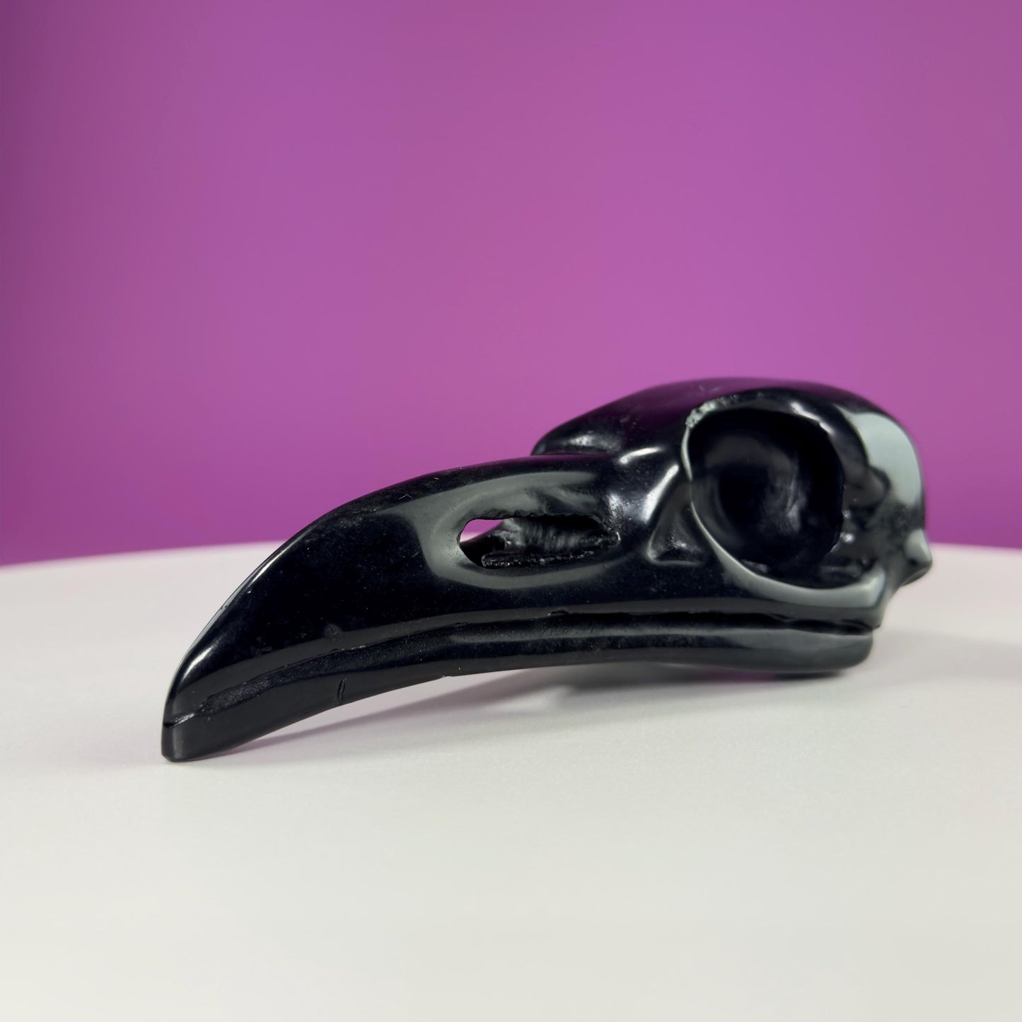 Black Obsidian Raven Skull Carving