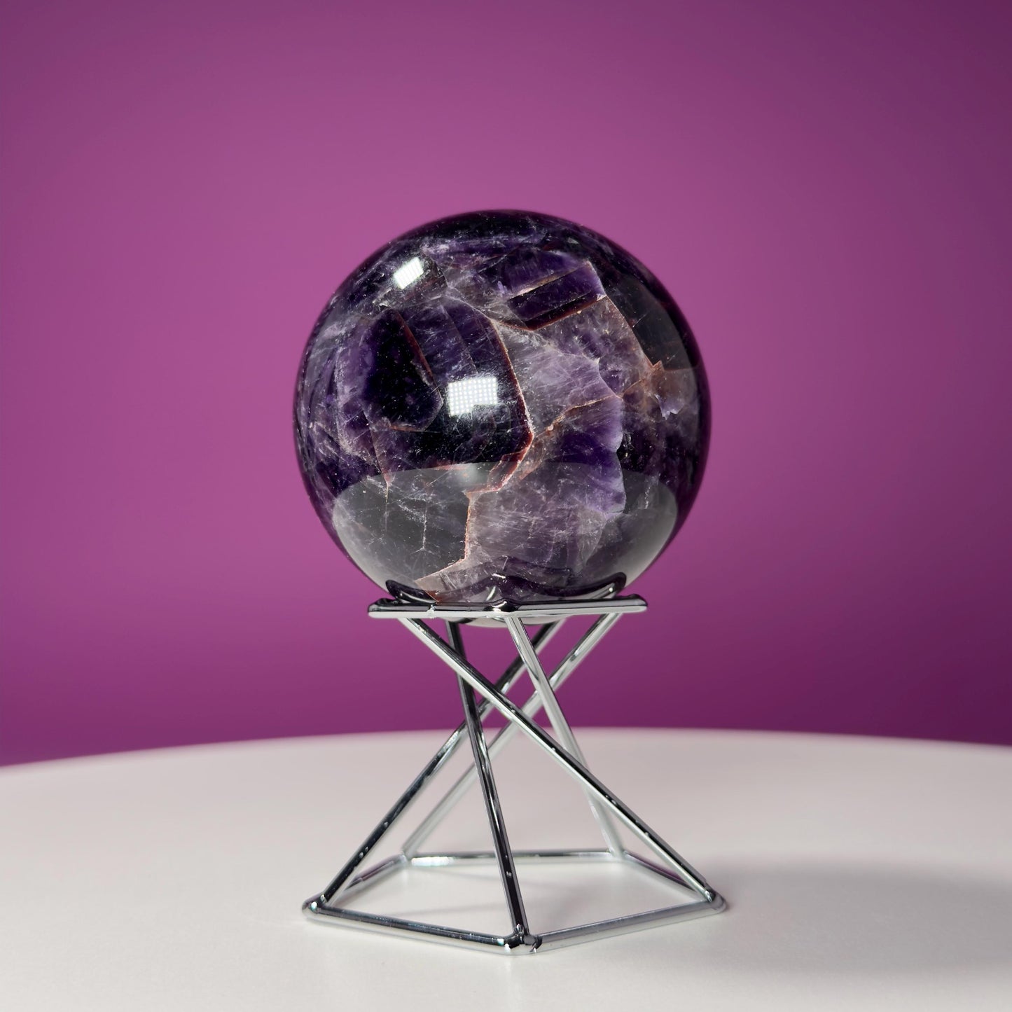 Super Seven Sphere (Brazil) (Includes Decorative Silver Spiral Stand)