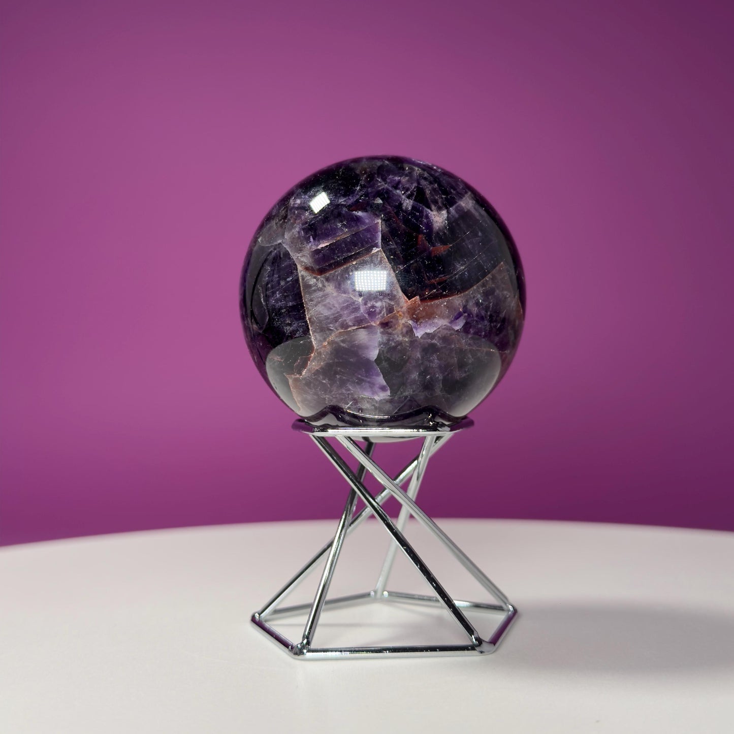 Super Seven Sphere (Brazil) (Includes Decorative Silver Spiral Stand)