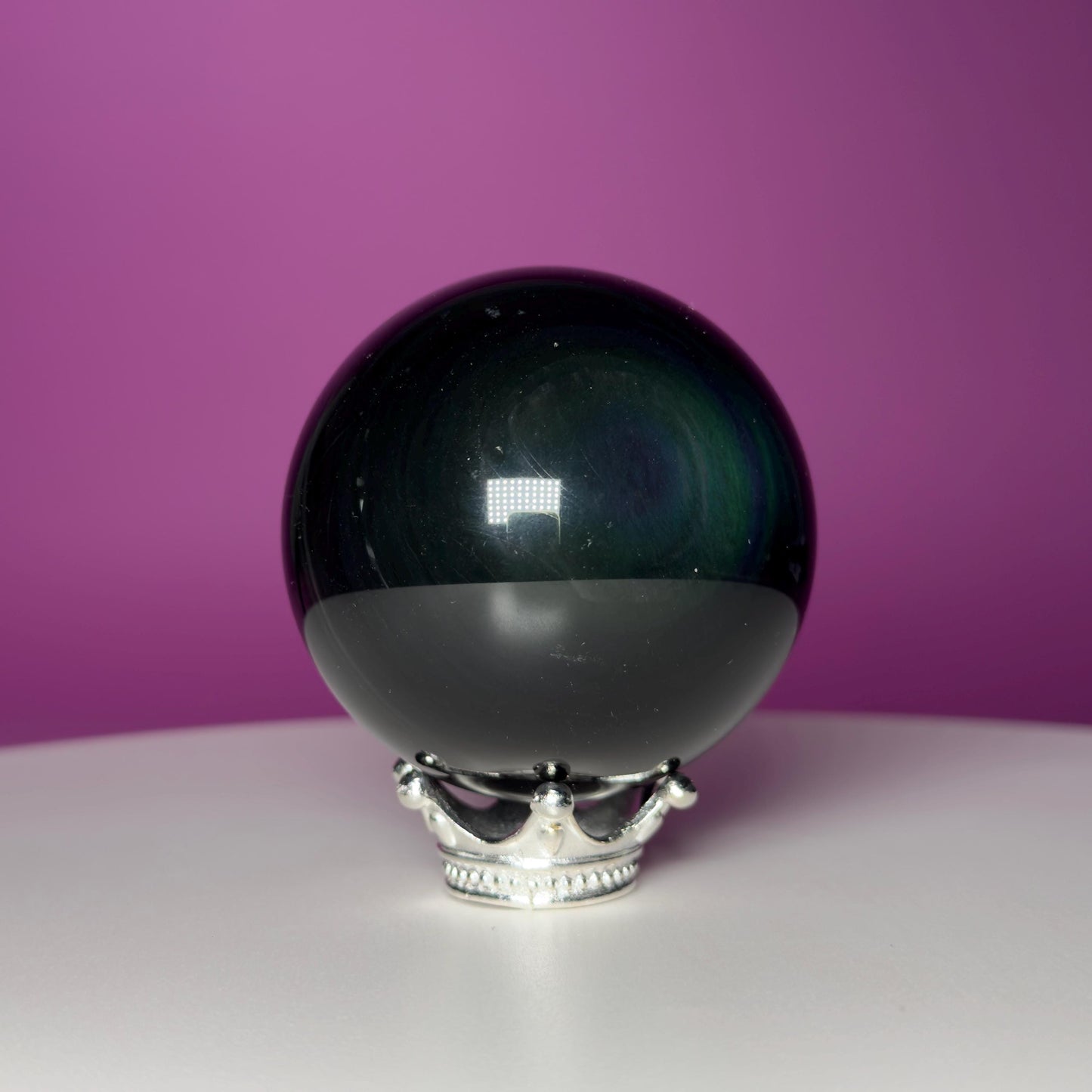 Rainbow Obsidian Sphere (Includes Silver Stand)
