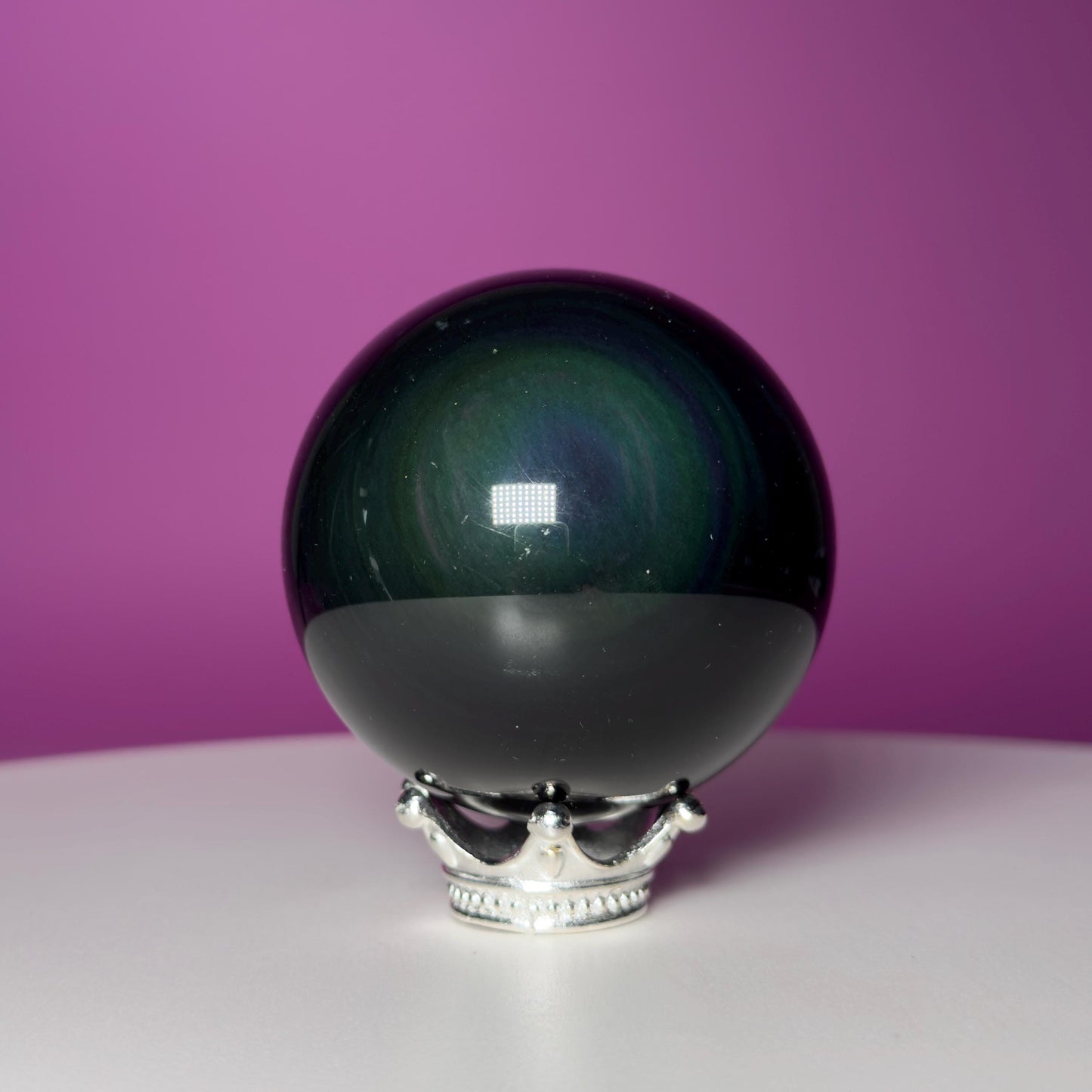 Rainbow Obsidian Sphere (Includes Silver Stand)