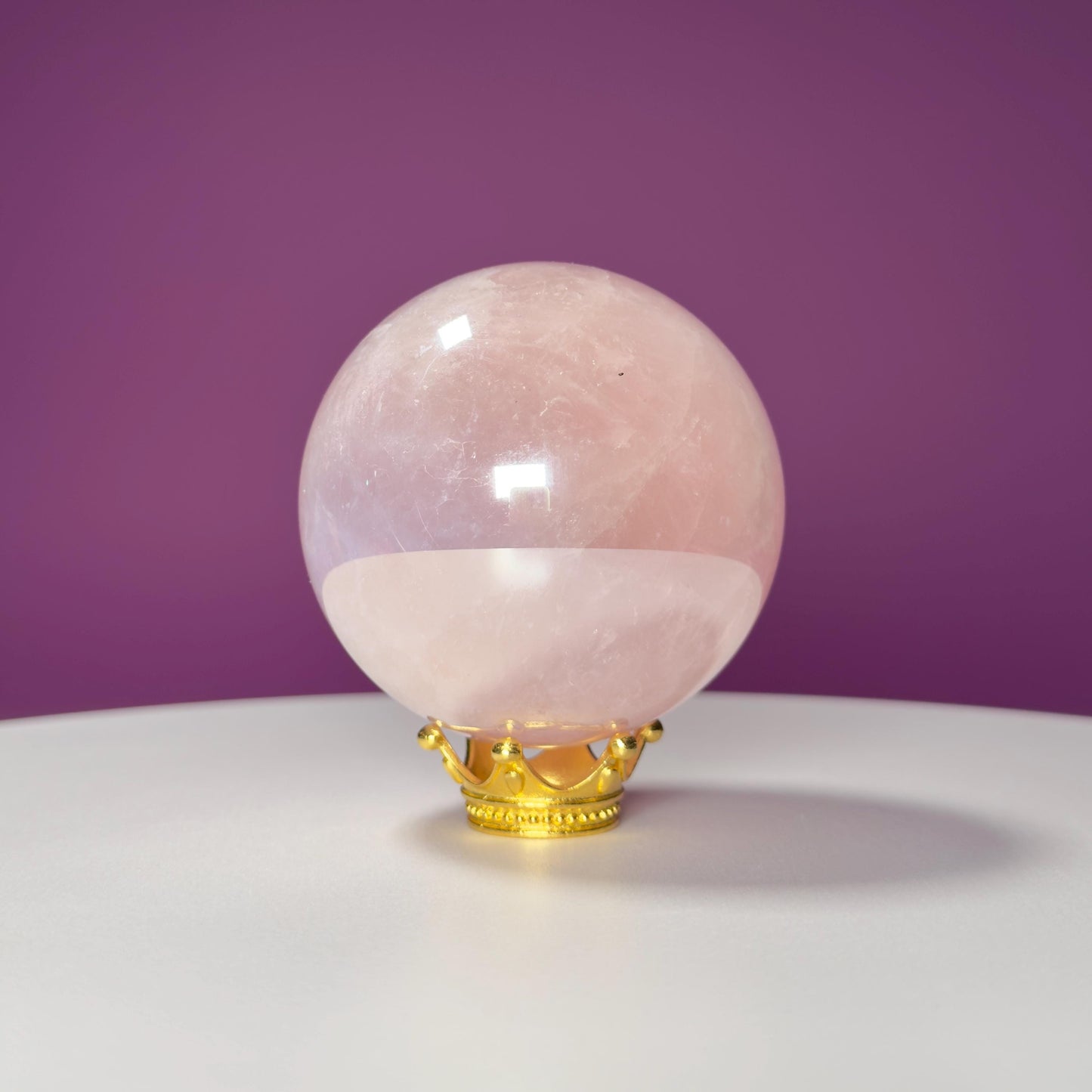 Aura Rose Quartz Sphere (Includes Gold Stand)