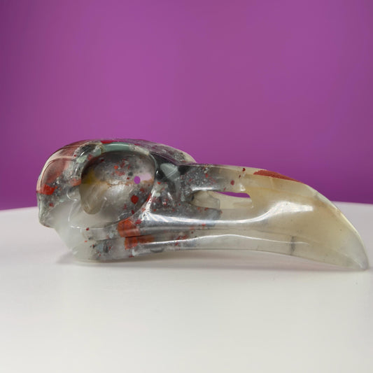 African Bloodstone Raven Skull Carving