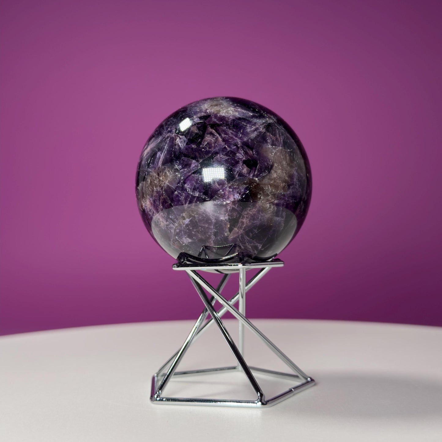 Super Seven Sphere (Brazil) (Includes Decorative Silver Spiral Stand)