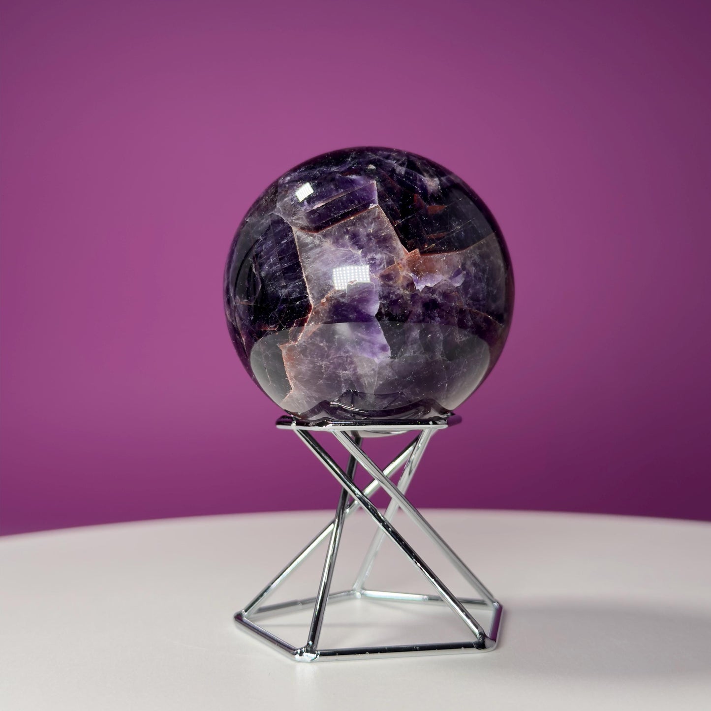 Super Seven Sphere (Brazil) (Includes Decorative Silver Spiral Stand)