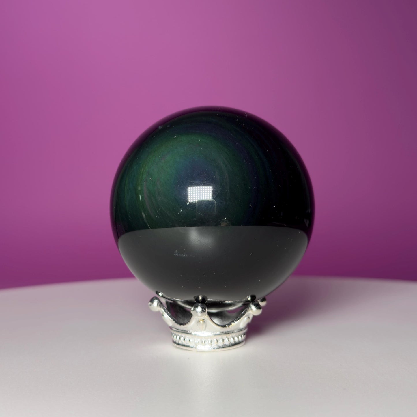 Rainbow Obsidian Sphere (Includes Silver Stand)