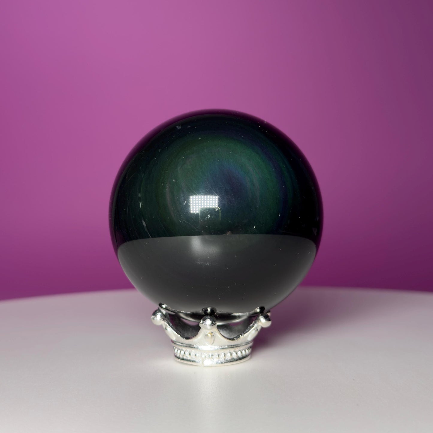 Rainbow Obsidian Sphere (Includes Silver Stand)