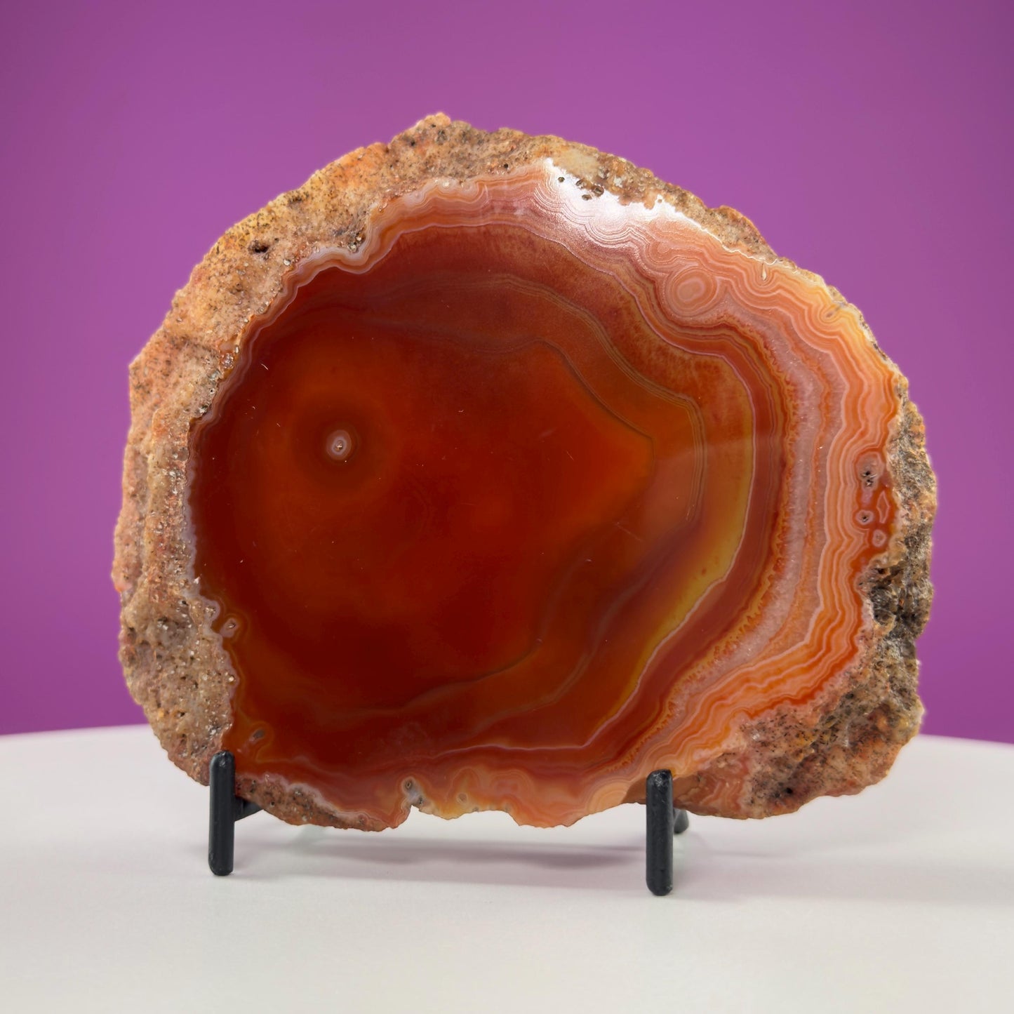 Carnelian Agate Slab (Includes Black Metal Stand)