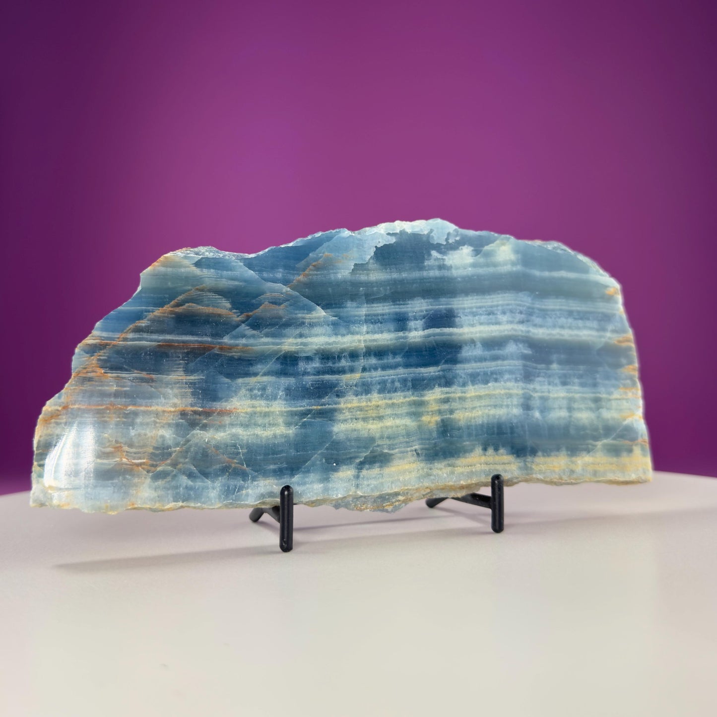 Blue Onyx Slab (Mexico) (Includes Black Metal Stand)