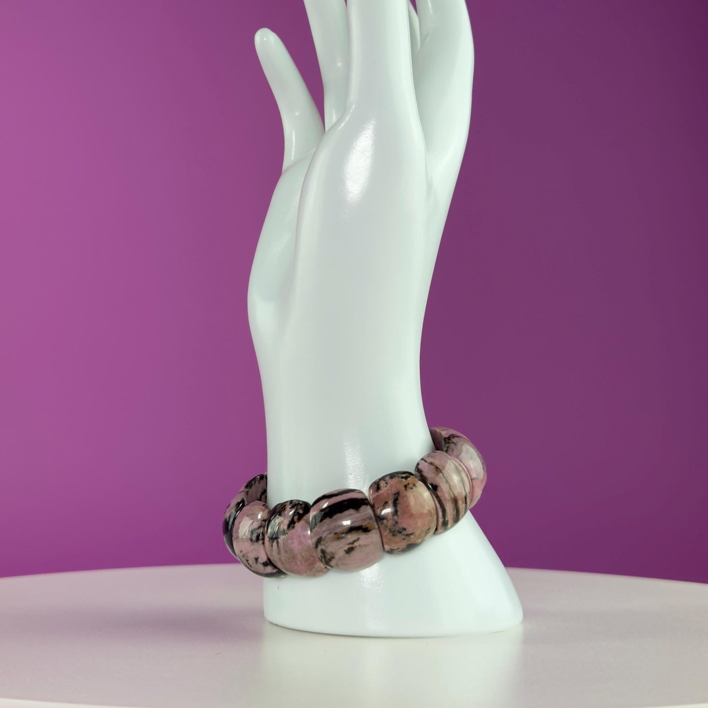 Rhodonite Bangle Bracelet, Pink Health Stone for Love, Balance & Emotional Support