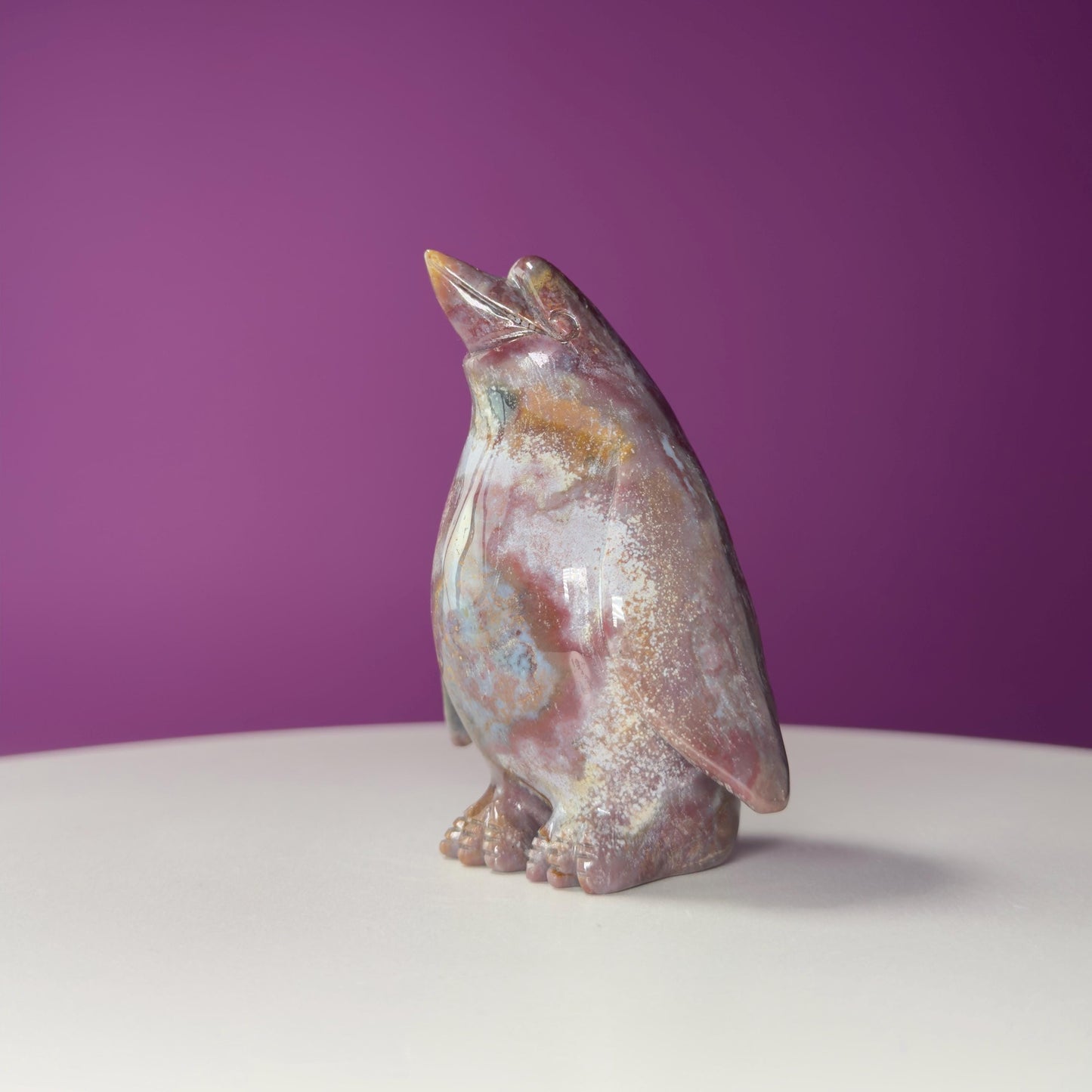 Ocean Jasper Penguin Carving, Crystal Animal Figuring, Positive Energy Stone