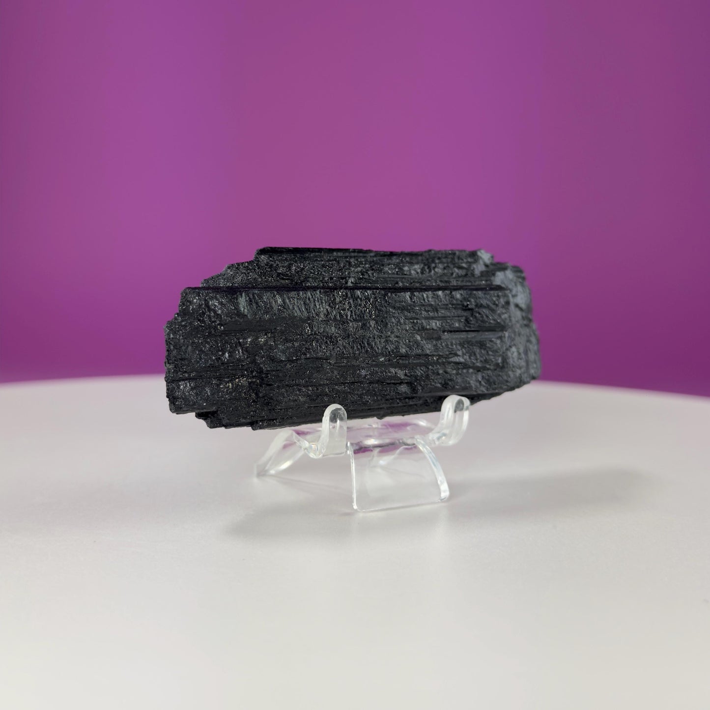 Black Tourmaline Specimen | Raw Protection Crystal for Energy Clearing (Includes Acrylic Stand)