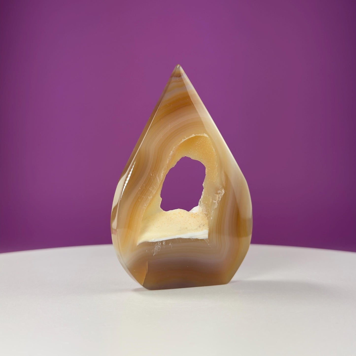 Agate Flame Carving with Portal (Brazil)