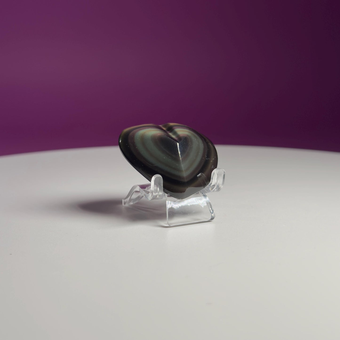 Mini Rainbow Obsidian Heart Carving (Mexico)